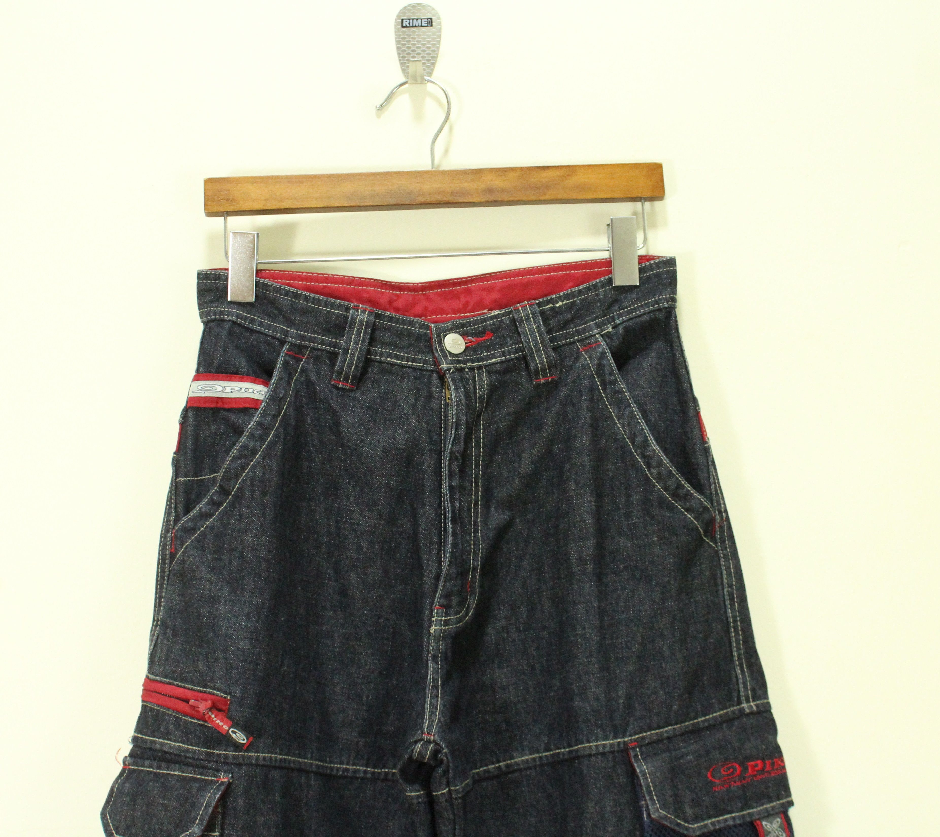 Vintage Vintage PIKO Denim Utility Cargos Pants pockets Surf Size US 27 - 2 Thumbnail