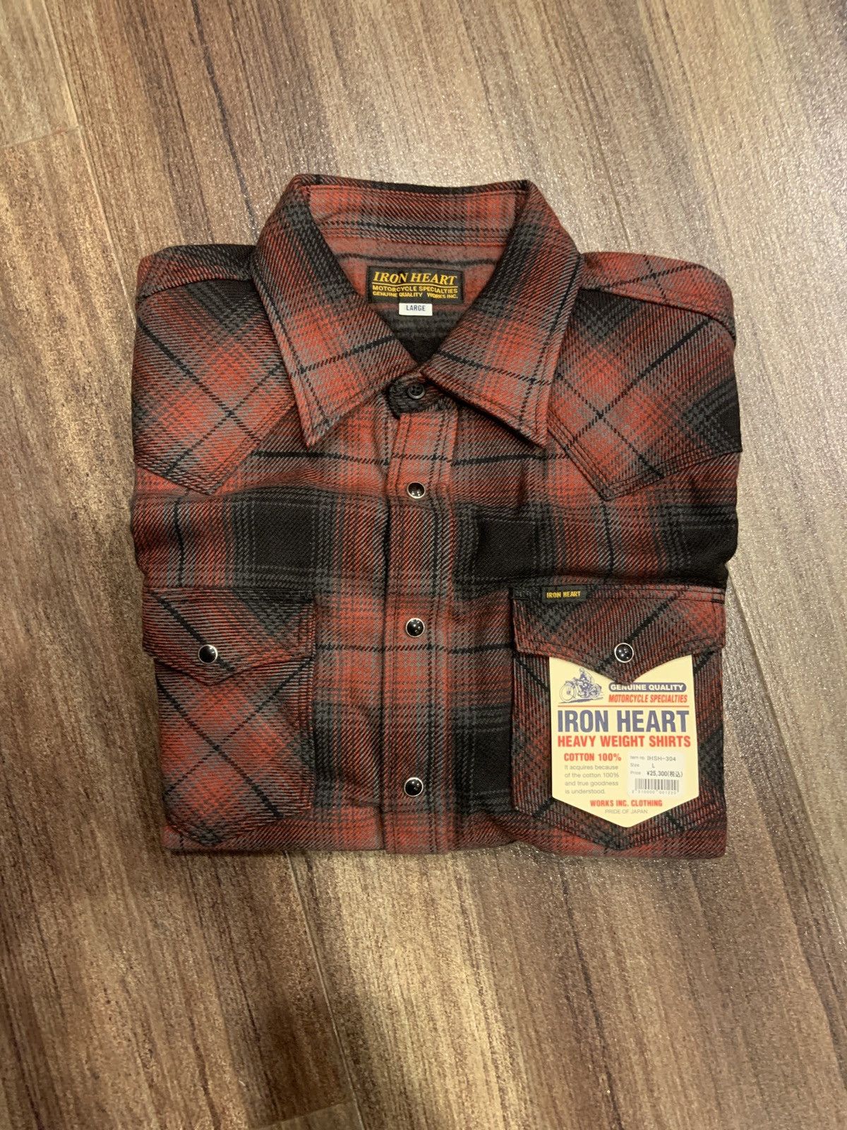 Iron Heart IHSH304RED Ultra Heavy Flannel Western Shirt Ombré