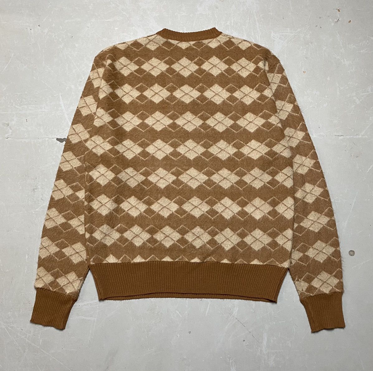 Vintage 1960s Shag Long Hair Abstract Argyle Sweater Size US L / EU 52-54 / 3 - 3 Thumbnail
