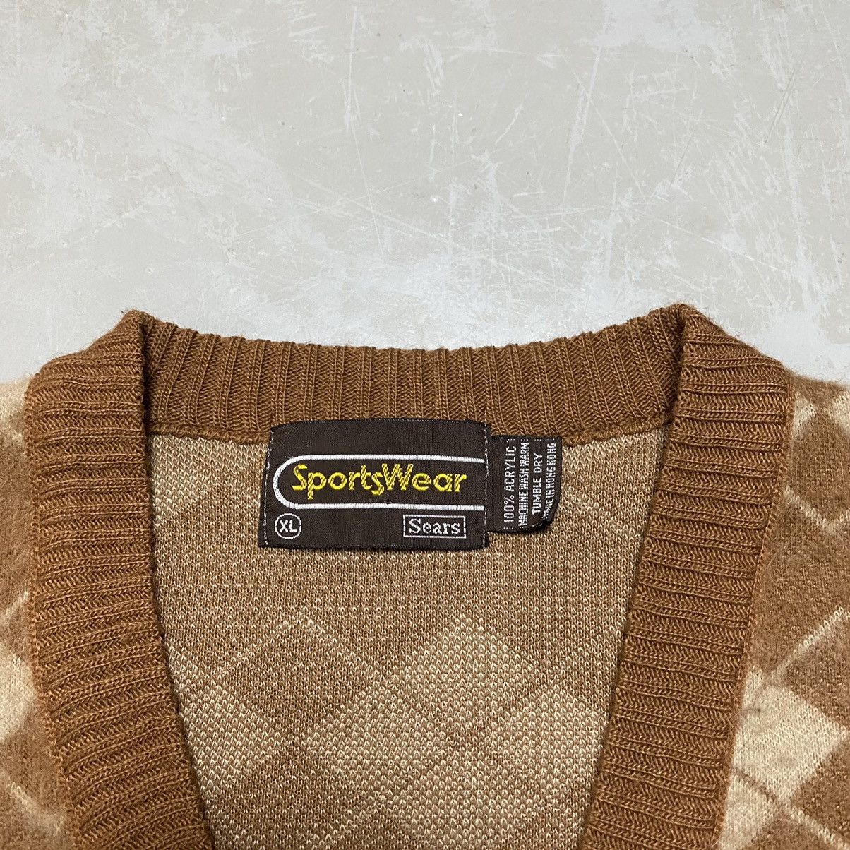Vintage 1960s Shag Long Hair Abstract Argyle Sweater Size US L / EU 52-54 / 3 - 6 Thumbnail