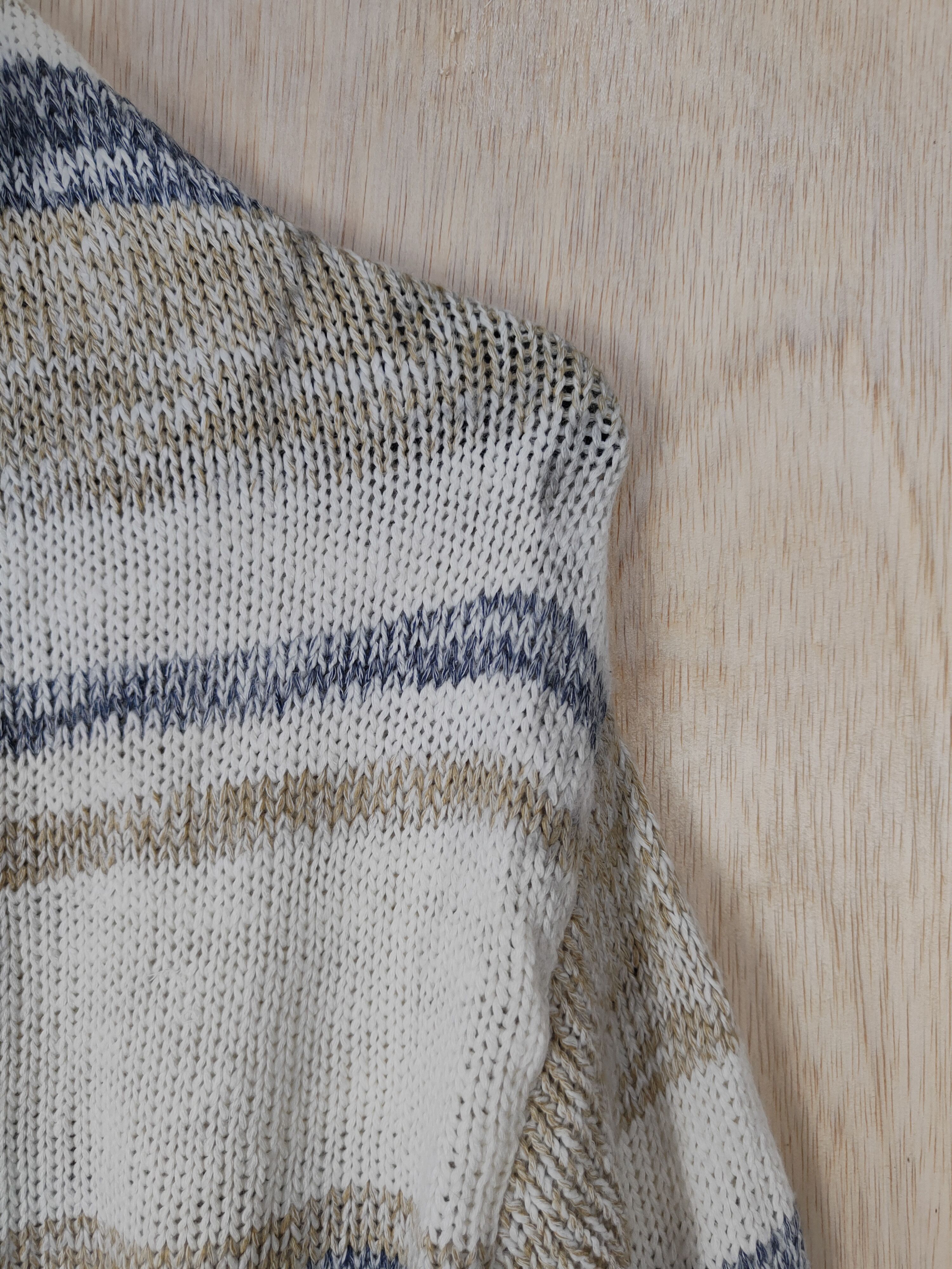 Homespun Knitwear × Japanese Brand Free's Mart White/Brown Cardigan knitwear#S313 Size M / US 6-8 / IT 42-44 - 6 Thumbnail