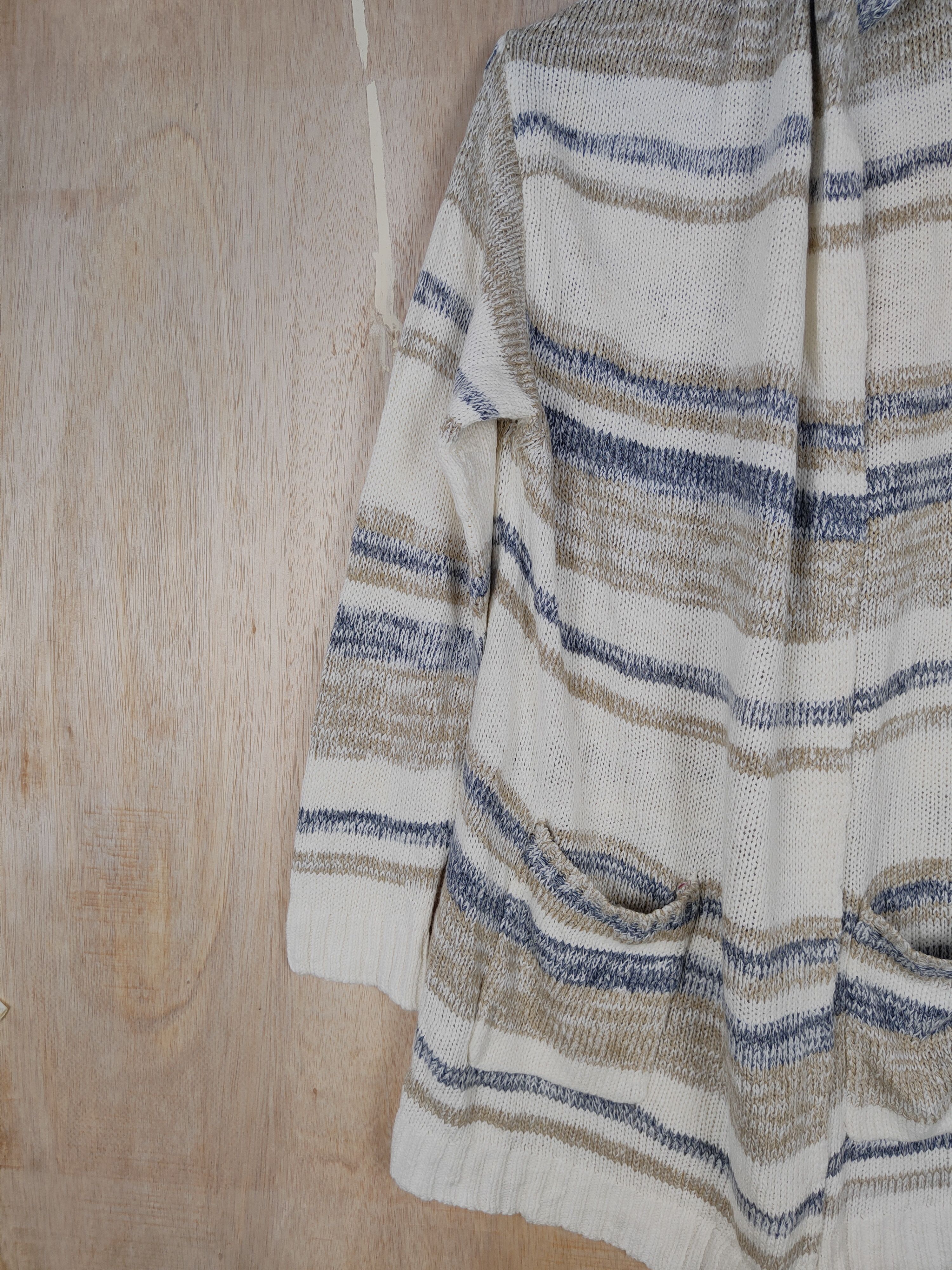 Homespun Knitwear × Japanese Brand Free's Mart White/Brown Cardigan knitwear#S313 Size M / US 6-8 / IT 42-44 - 3 Thumbnail