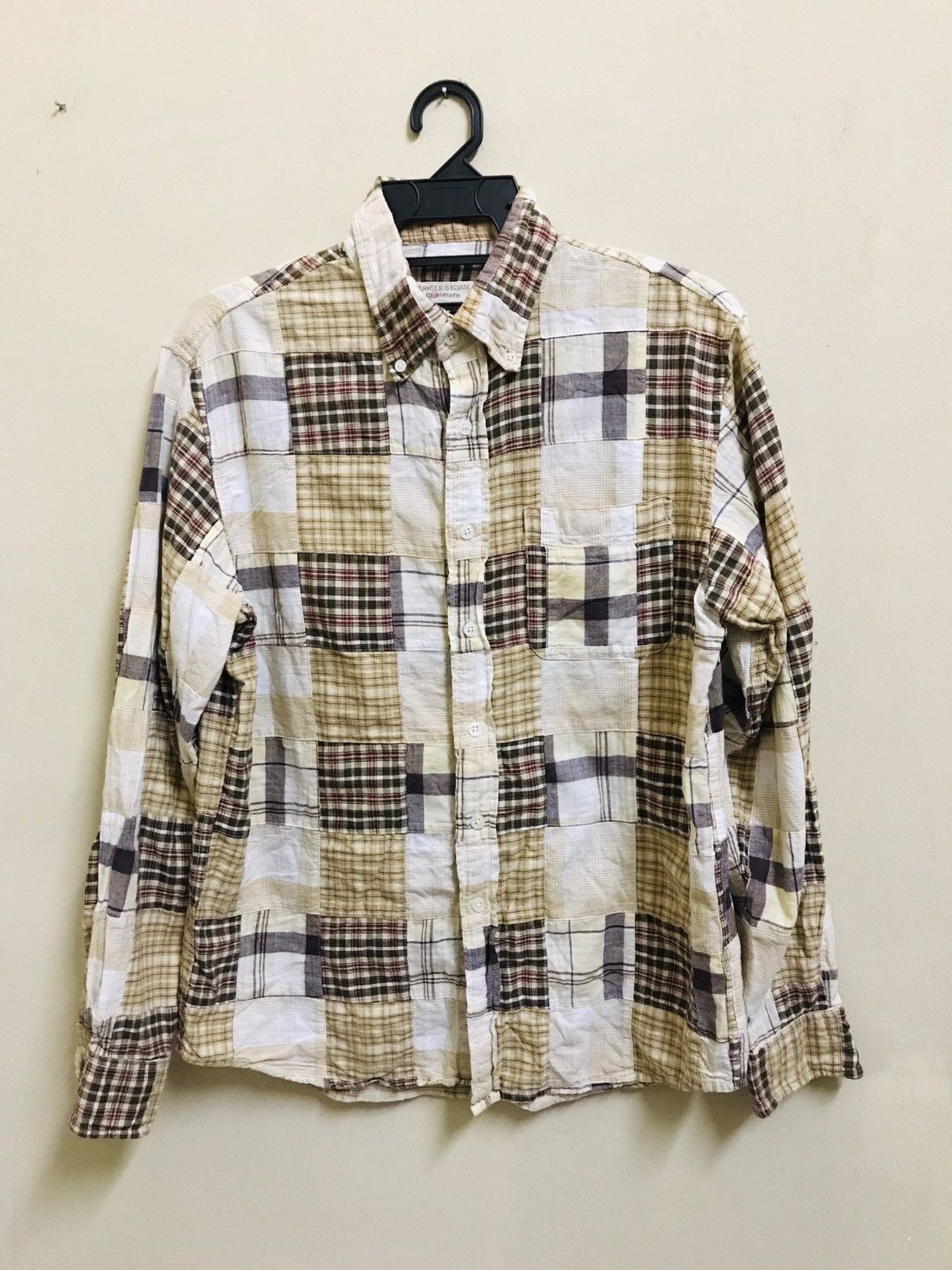 image of Vintage Jungle Storm Button Up Patchwork, Men's (Size Medium)