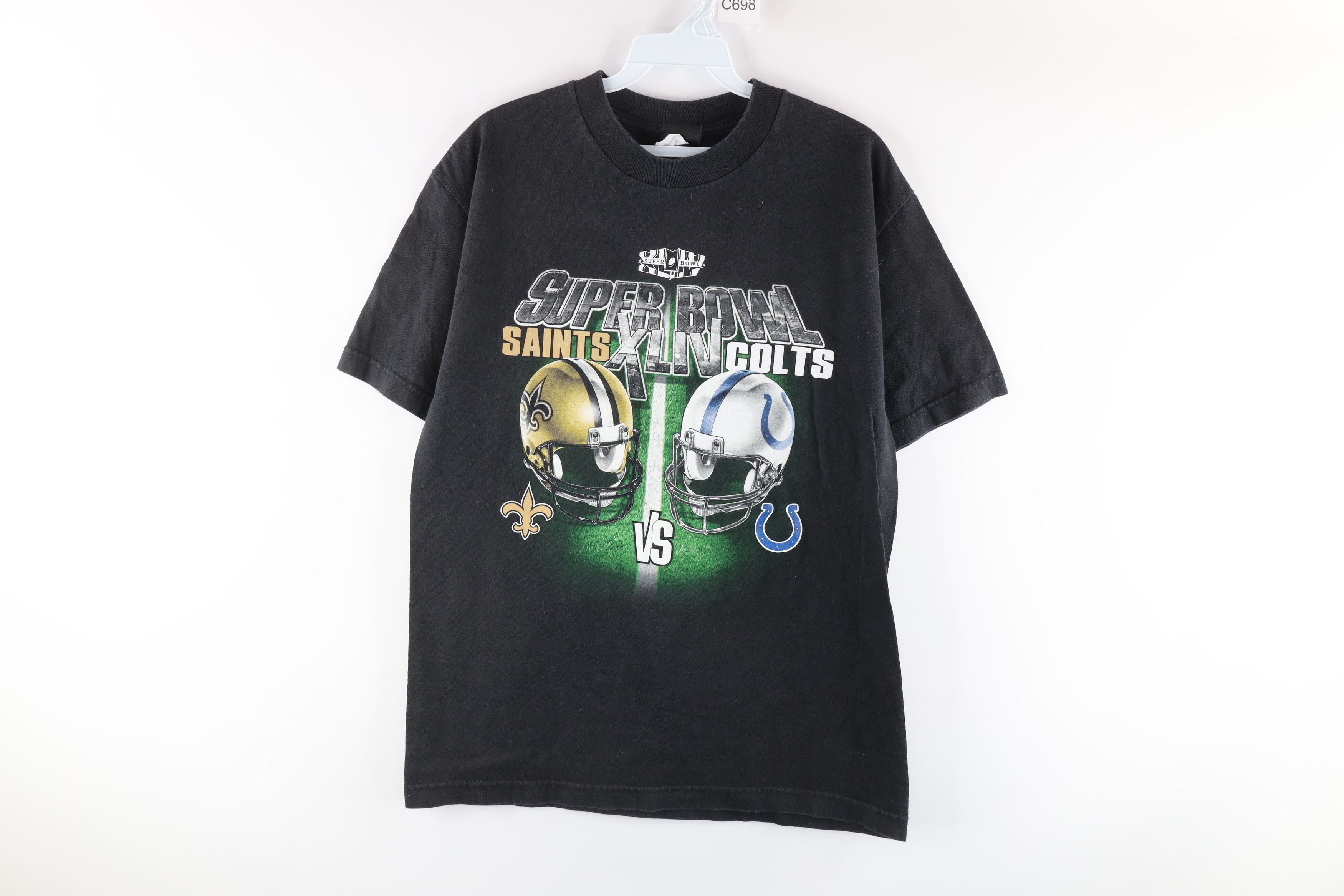 Vintage Vintage NFL Super Bowl XLIV Saints vs Colts T-Shirt Black | Grailed