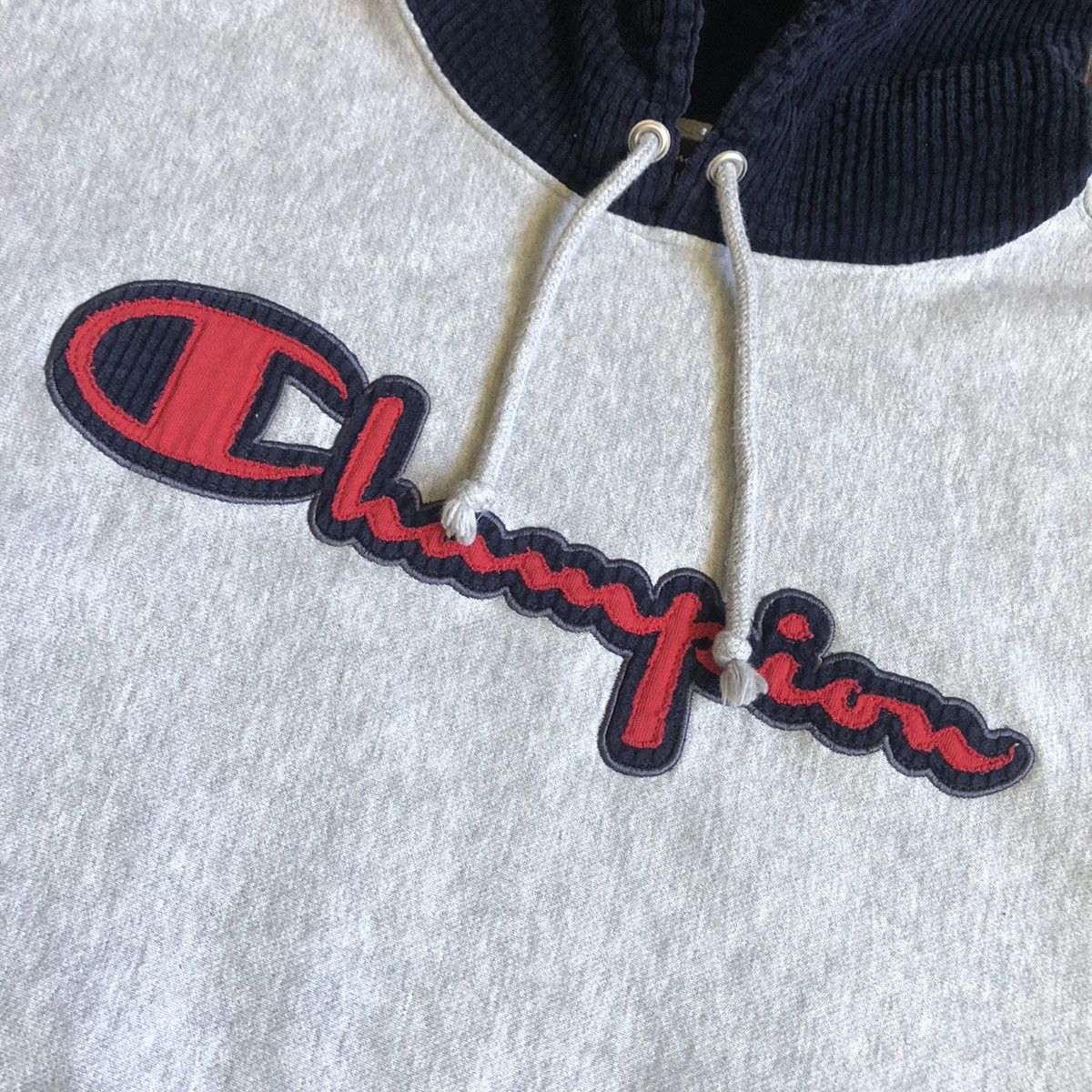 Champion Vintage Champion Reverse Weave And Corduroy Logo Hoodie Grey Size US L / EU 52-54 / 3 - 3 Thumbnail