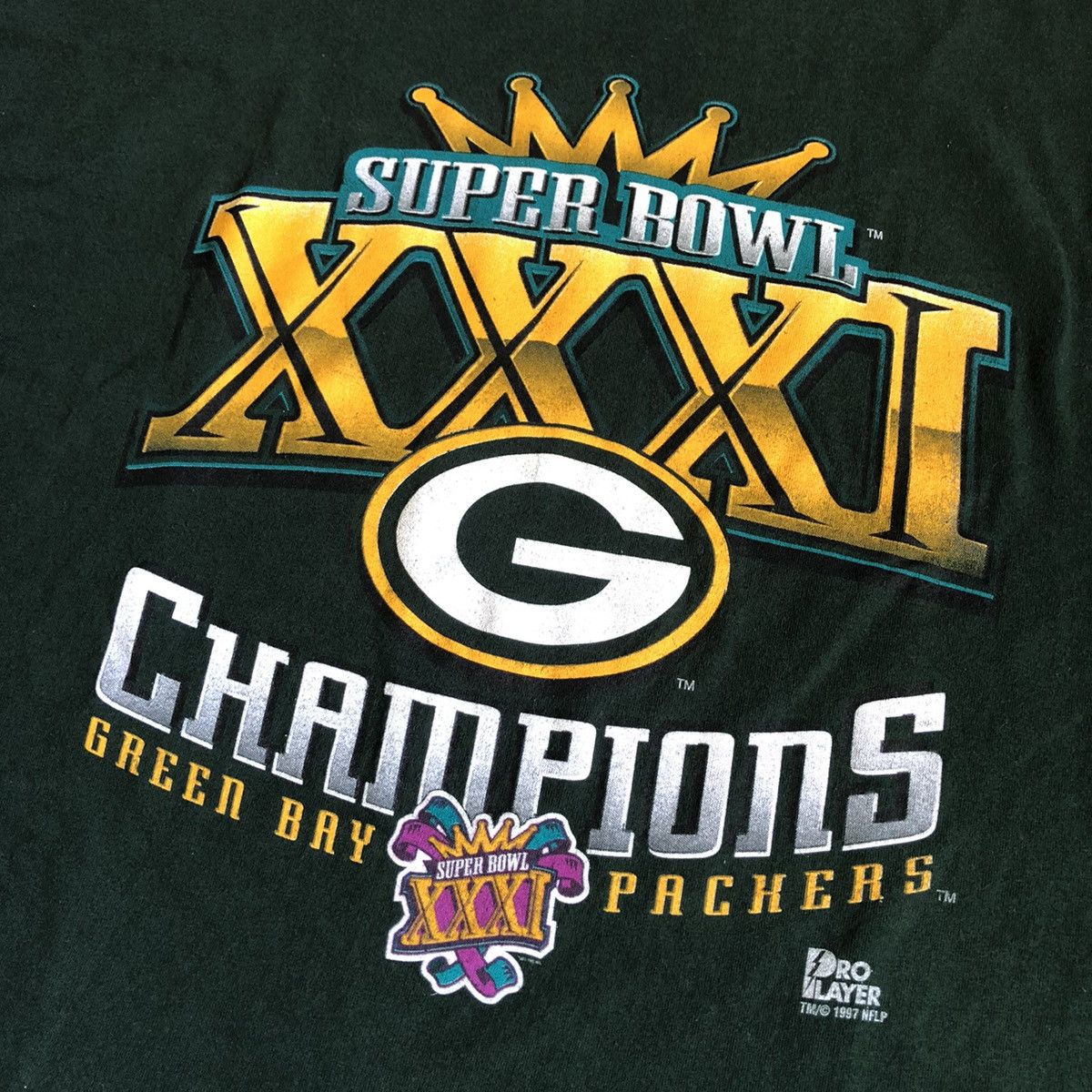 Pro Player Vintage 1990s Green Bay Packers NFL Super Bowl Champions Tee Size US XXL / EU 58 / 5 - 3 Thumbnail
