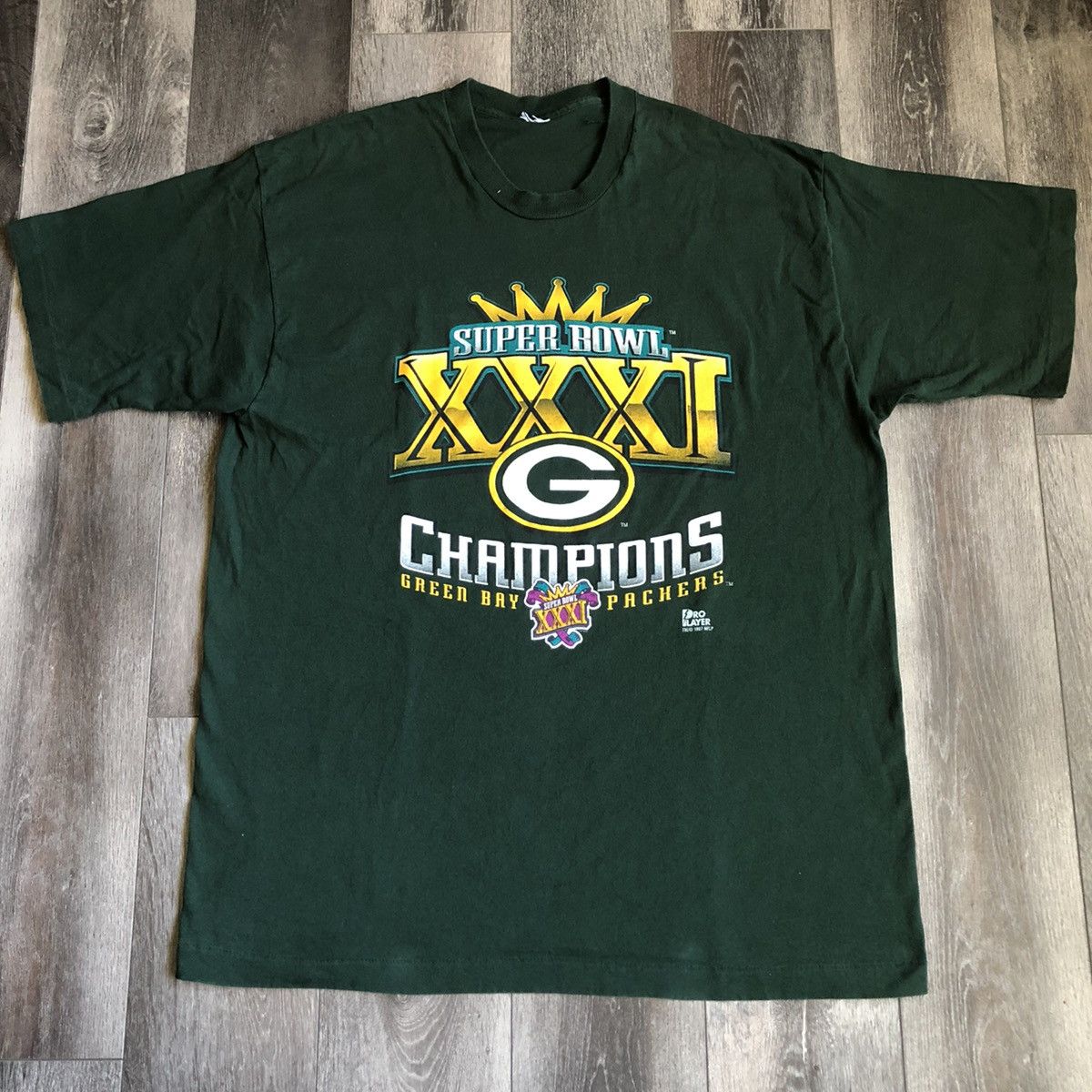 Pro Player Vintage 1990s Green Bay Packers NFL Super Bowl Champions Tee Size US XXL / EU 58 / 5 - 2 Thumbnail