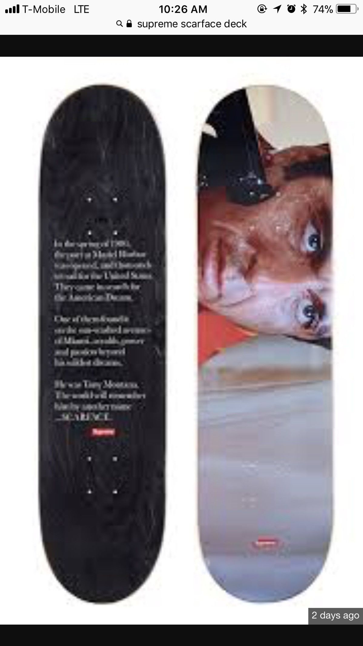 Supreme Scarface Skate Deck Scarface Deck Supreme Scarface Split