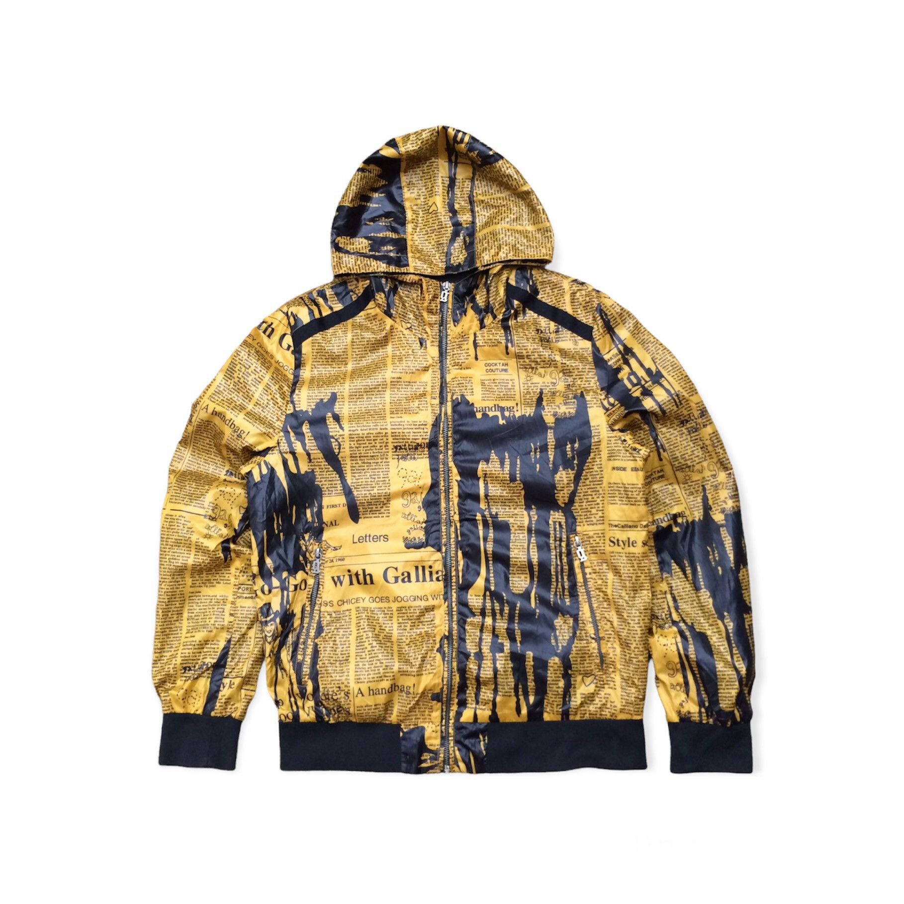 Galliano John Galliano Gazette Newspaper Print Bondage Zip Up Hoodie