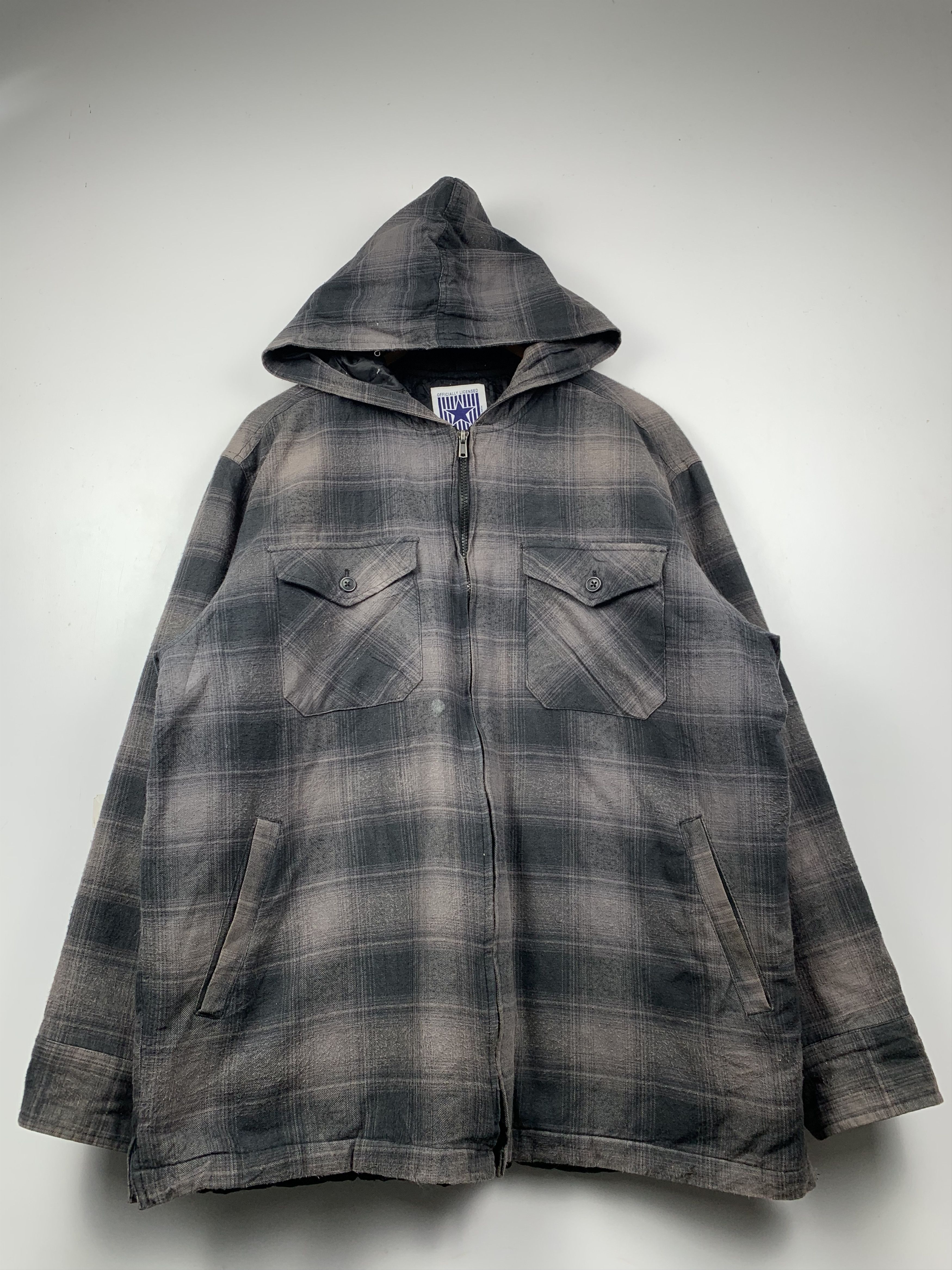 Vintage Vintage 90s Us College Shadow Plaid Hoodie Jacket Size US XXL / EU 58 / 5 - 1 Thumbnail