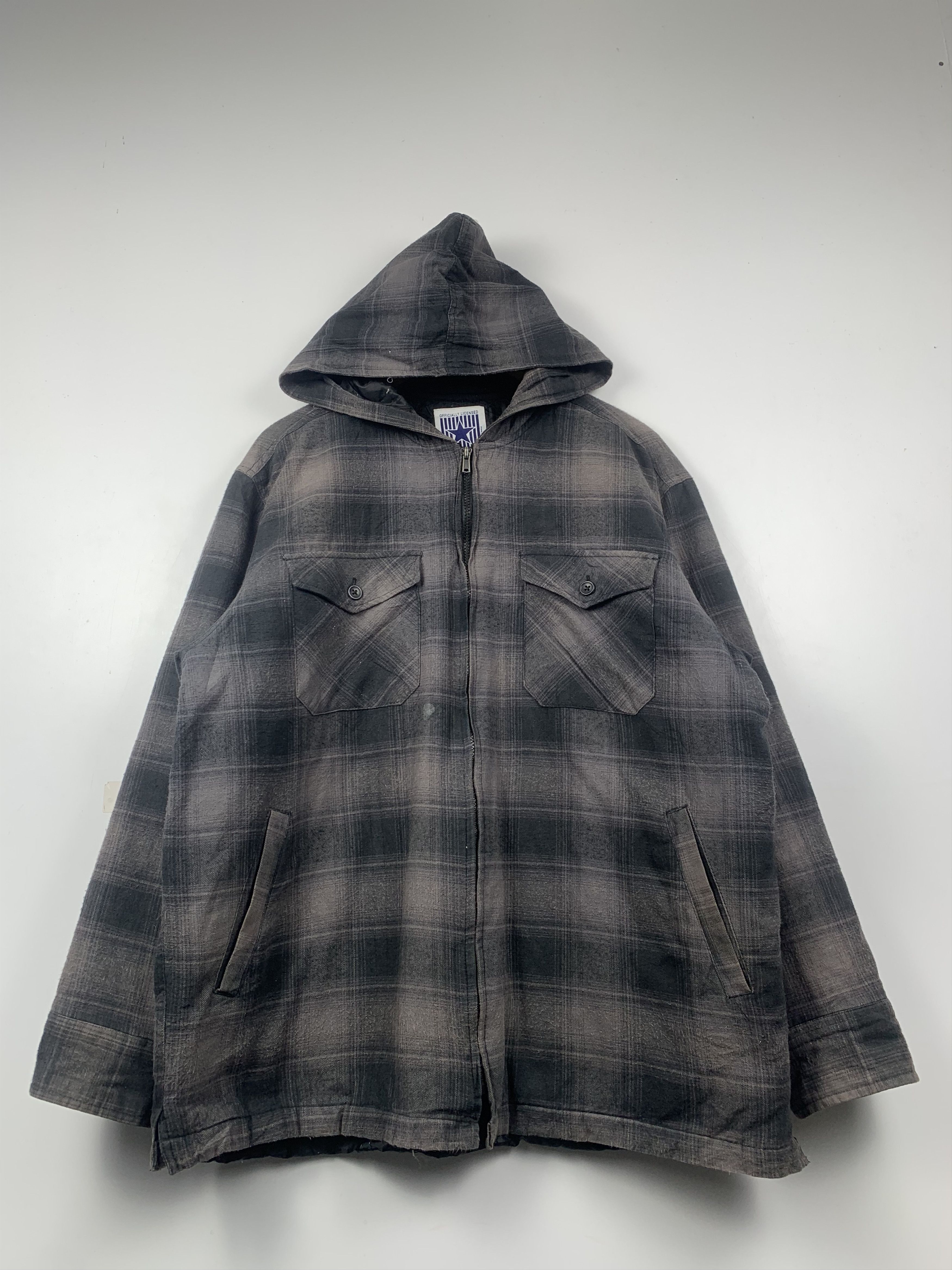 Vintage Vintage 90s Us College Shadow Plaid Hoodie Jacket Size US XXL / EU 58 / 5 - 2 Thumbnail