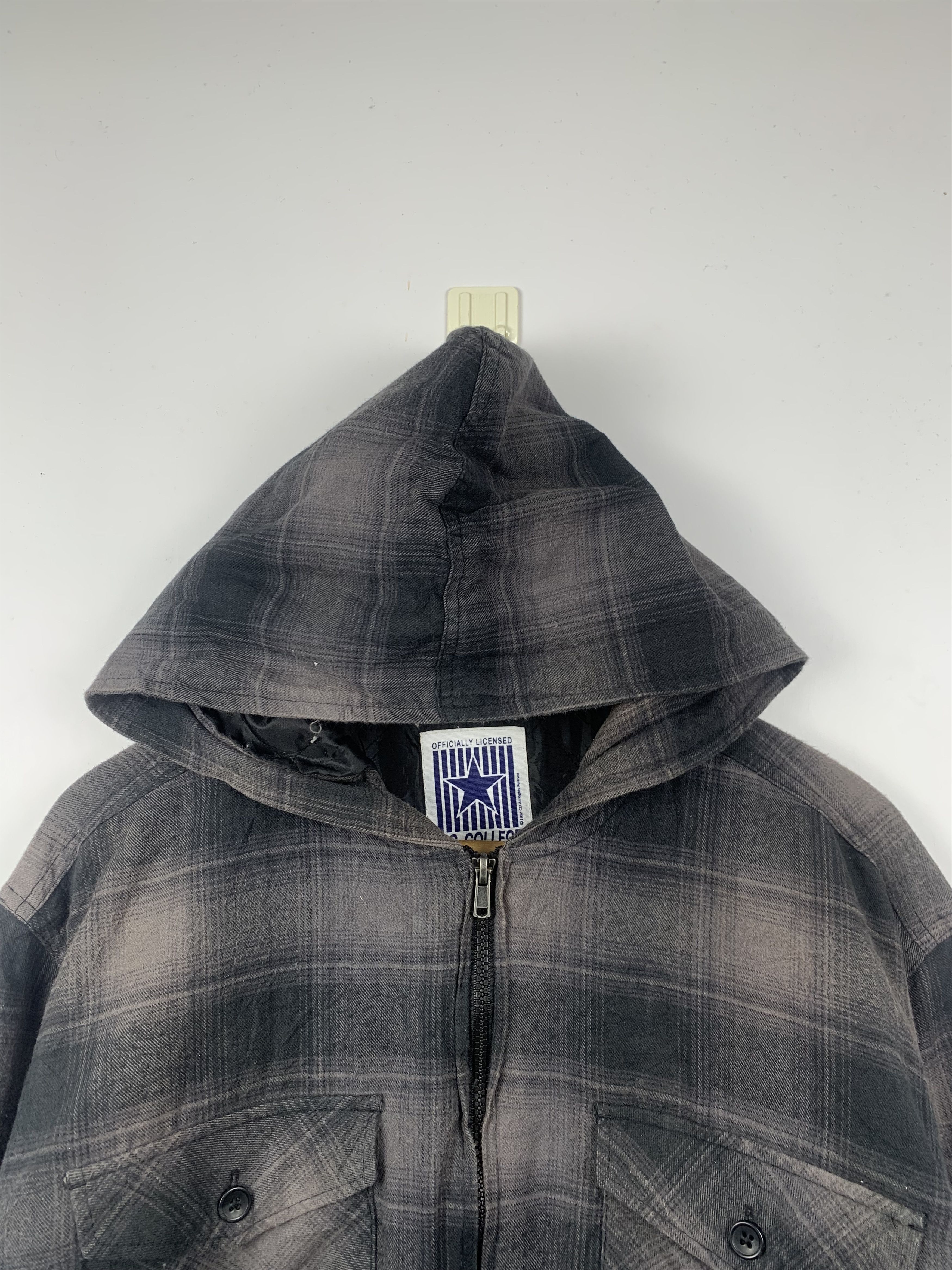 Vintage Vintage 90s Us College Shadow Plaid Hoodie Jacket Size US XXL / EU 58 / 5 - 4 Thumbnail
