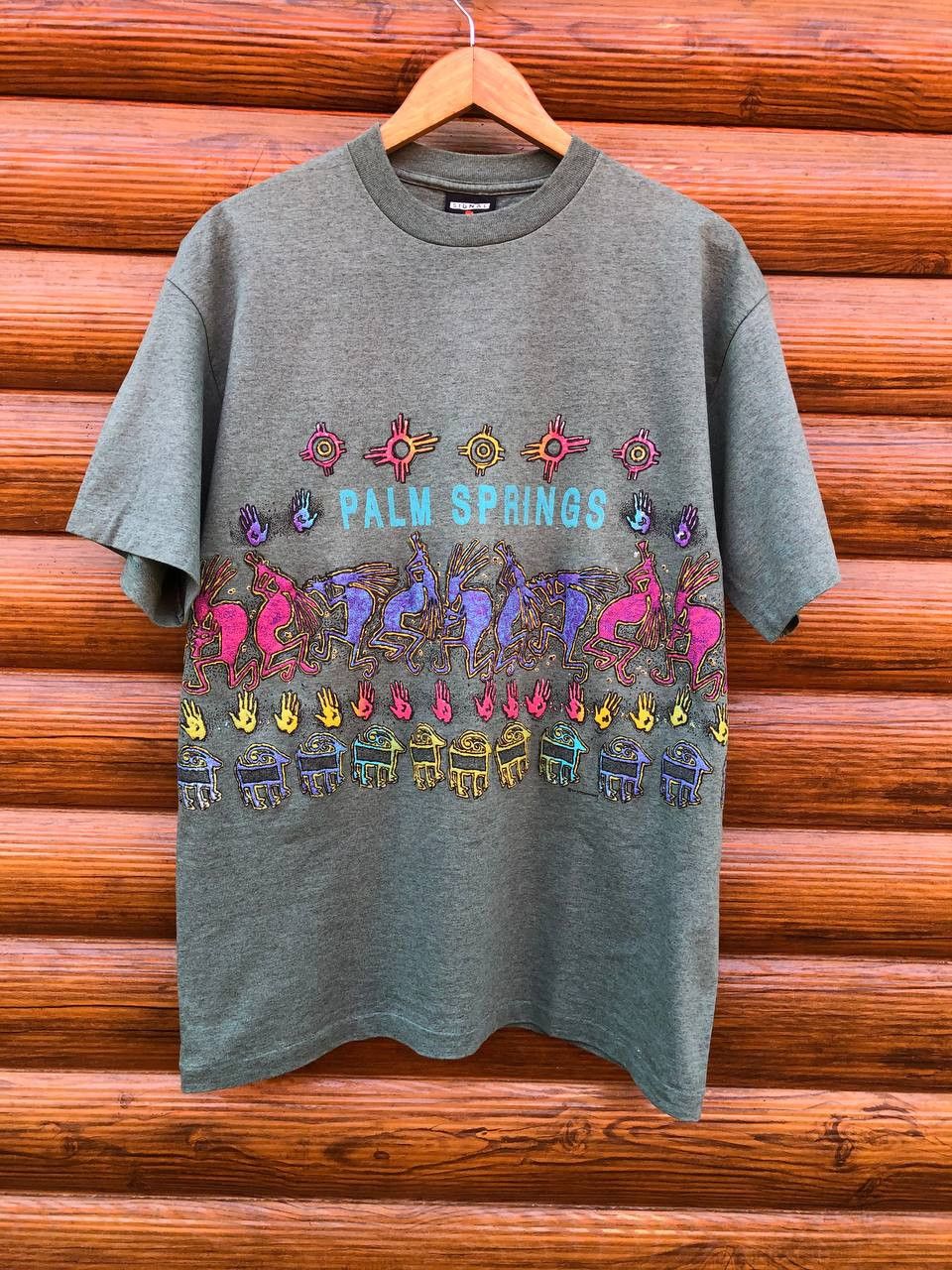 Vintage VTG 90s Palm Springs T Shirt Single Stitch Size US XL / EU 56 / 4 - 1 Thumbnail