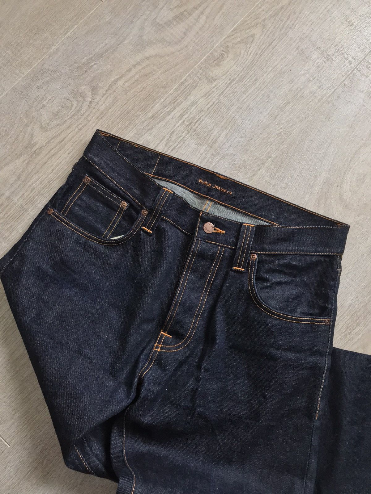 Japanese Brand Nudie Jeans steady Eddy Raw bleeding denim slim leg jeans Size US 31 - 4 Thumbnail