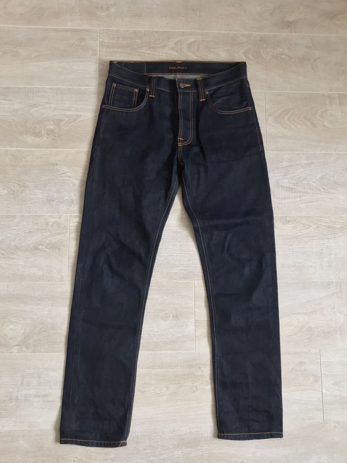 Japanese Brand Nudie Jeans steady Eddy Raw bleeding denim slim leg jeans Size US 31 - 1 Thumbnail