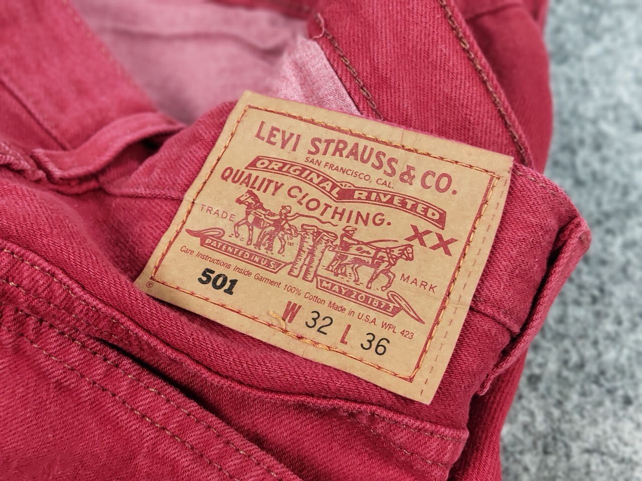 Levi's Rare Vintage 90's Levis 501 Red Denim Jeans Made in USA Size US 32 / EU 48 - 17 Thumbnail