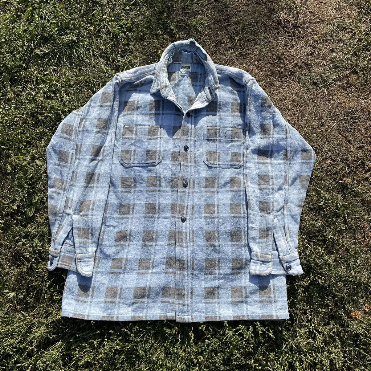 Vintage Vintage 90s Washed Checkered Shirt Grunge Workwear Tapered M Size US M / EU 48-50 / 2 - 1 Thumbnail