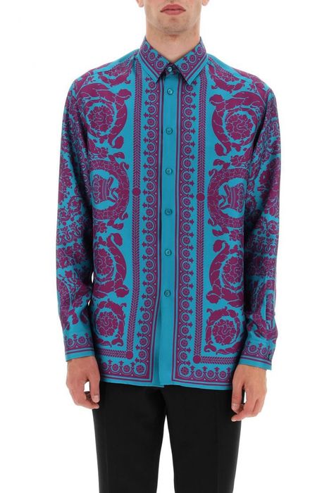 Versace Versace FW22 Barocco Silhouette Silk Shirt