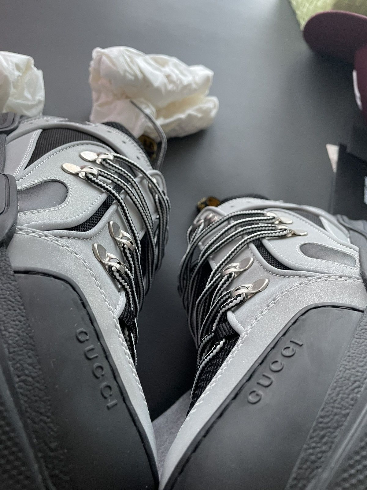 Gucci Rare LimitedEdition New Track Reflective Leather Track Boots Size US 10 / EU 43 - 14 Thumbnail