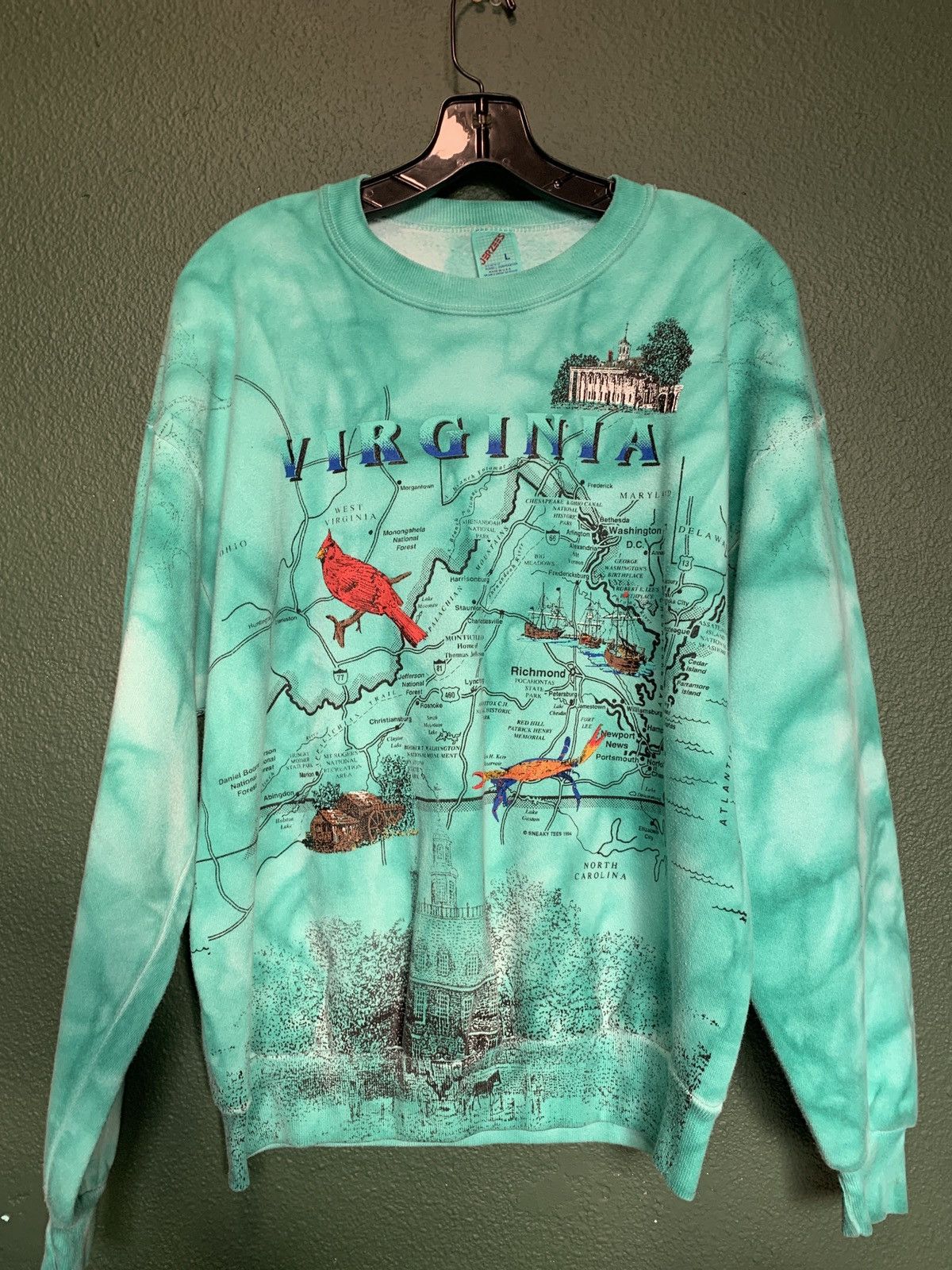 Jerzees × Vintage Vintage Virginia map sweater Size US L / EU 52-54 / 3 - 1 Thumbnail