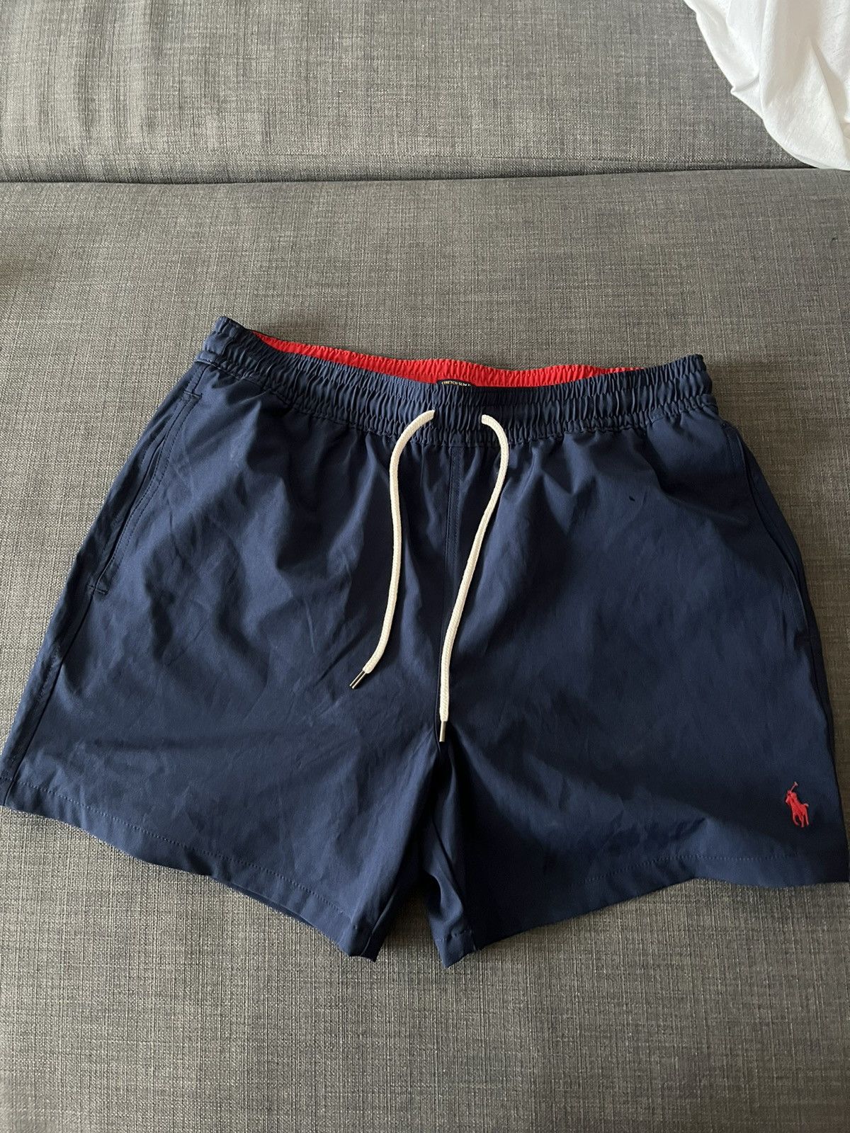 Navy blue/red Ralph Lauren swim shorts men polo size L slim