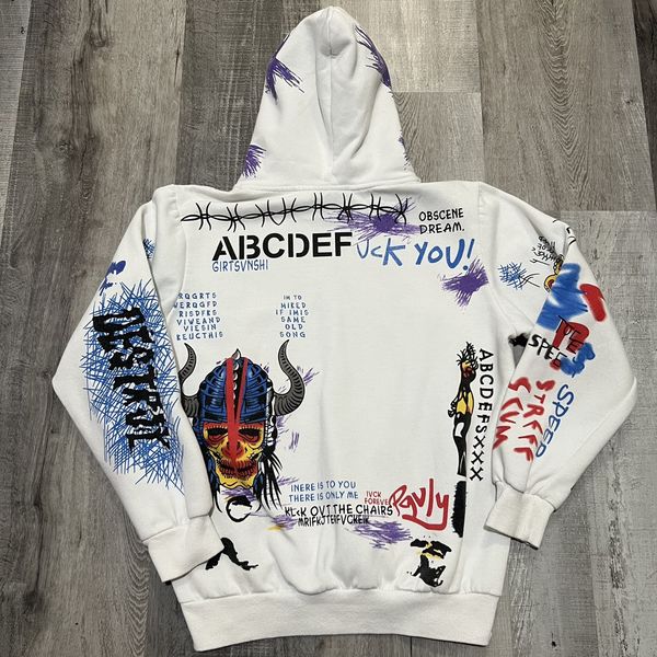 Vlone white shop graffiti hoodie