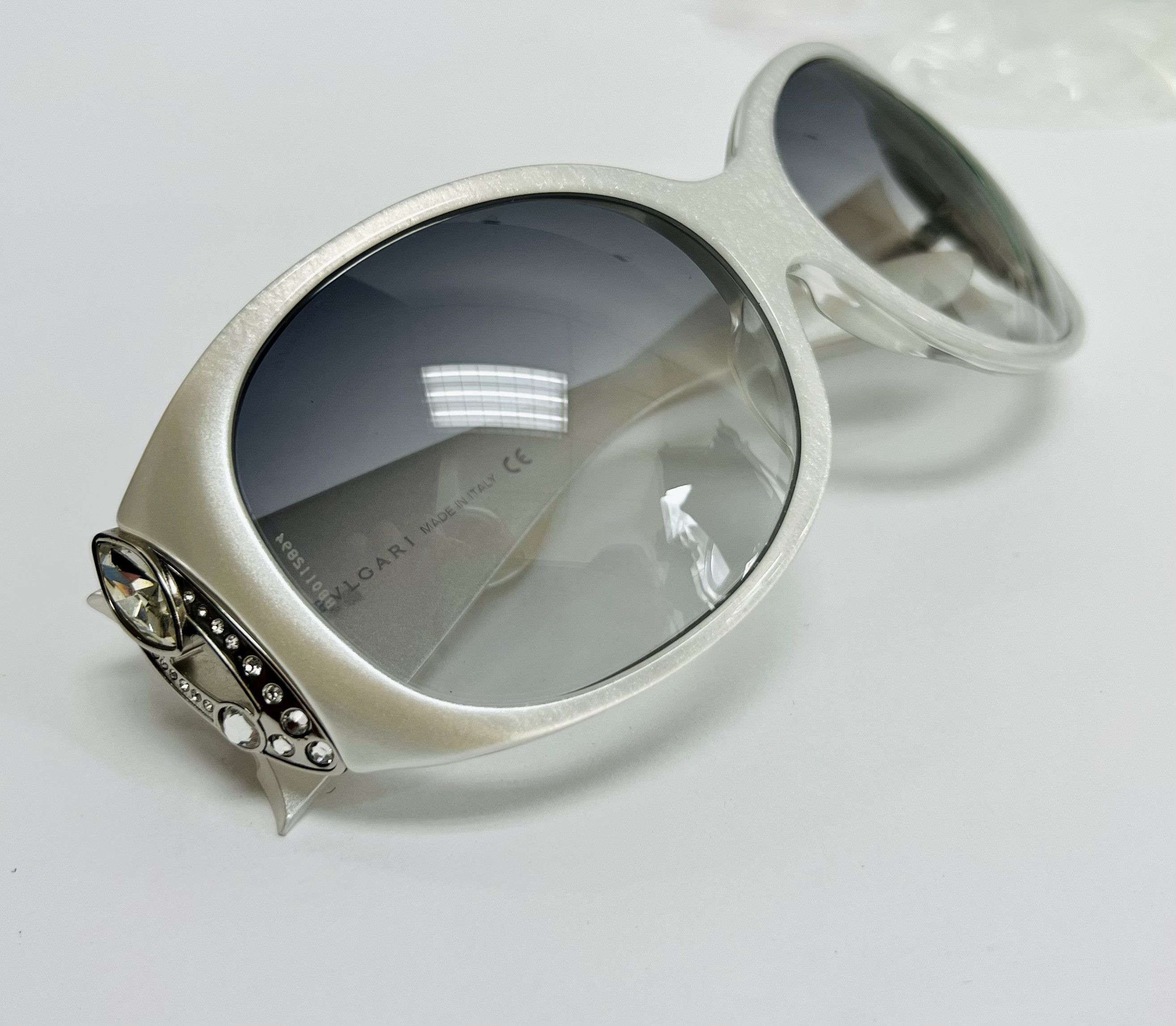 BVLGARI BV8017B Silver Glitter Crystal Jewel Sunglasses 8017