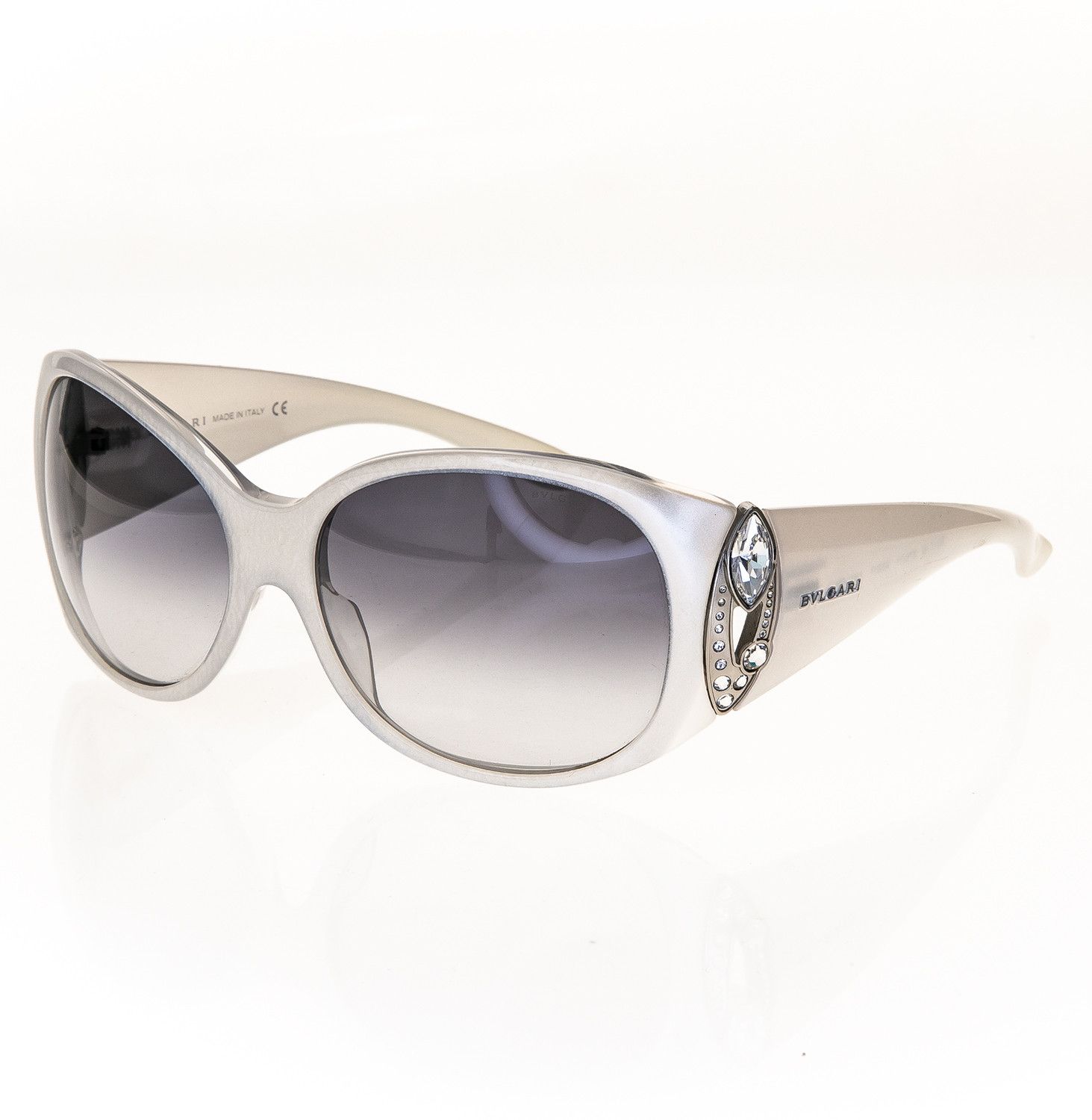 BVLGARI BV8017B Silver Glitter Crystal Jewel Sunglasses 8017