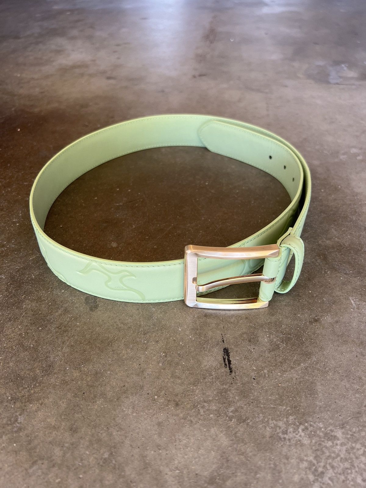 Golf Wang DS Golf Wang Debossed Flame Leather Belt Sage