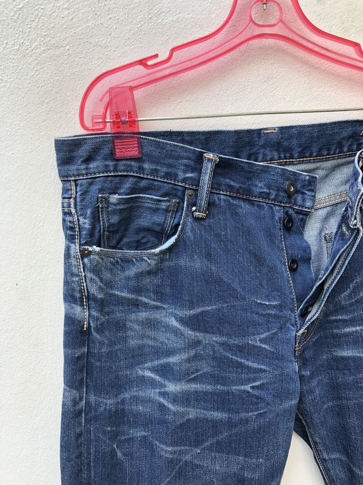 KURO Kuro Japan GRAPHITE Distressed Selvedge Denim Jeans Size US 34 / EU 50 - 8 Thumbnail