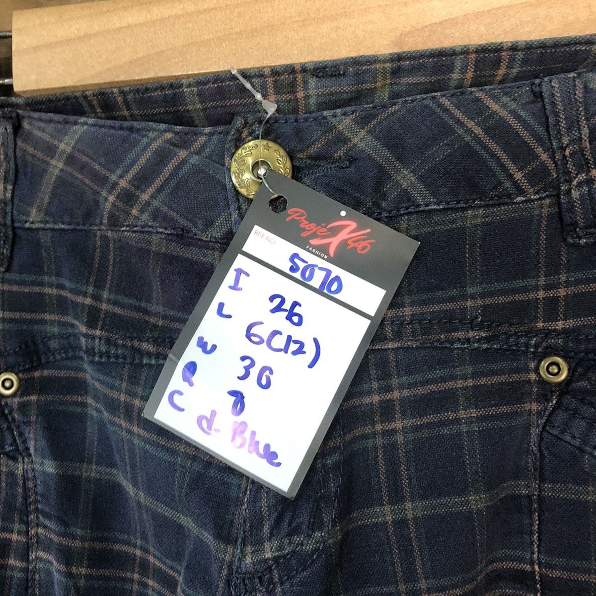 Japanese Brand × Seditionaries japan faded vintage Checkered Dark Blue Casual Pants #5070 Size 28" / US 6 / IT 42 - 8 Thumbnail