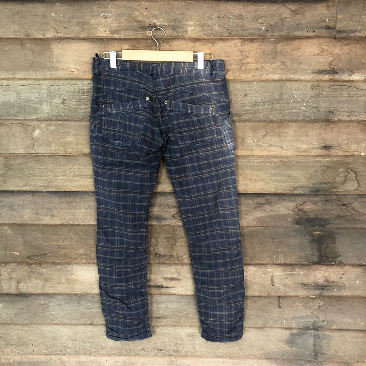 Japanese Brand × Seditionaries japan faded vintage Checkered Dark Blue Casual Pants #5070 Size 28" / US 6 / IT 42 - 9 Thumbnail