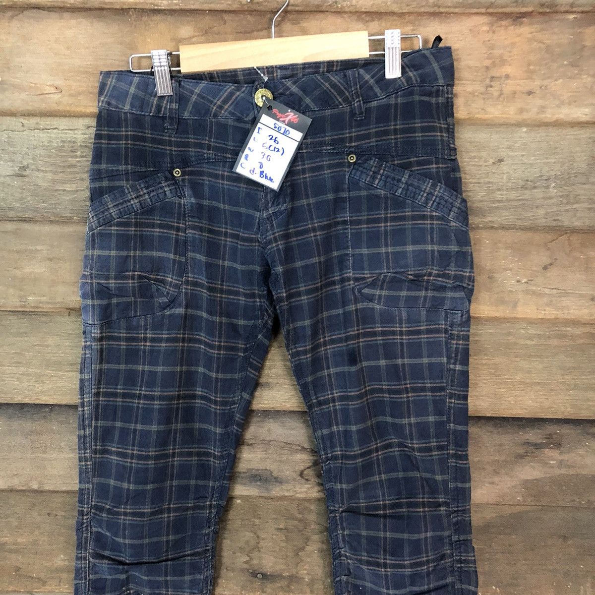Japanese Brand × Seditionaries japan faded vintage Checkered Dark Blue Casual Pants #5070 Size 28" / US 6 / IT 42 - 2 Thumbnail
