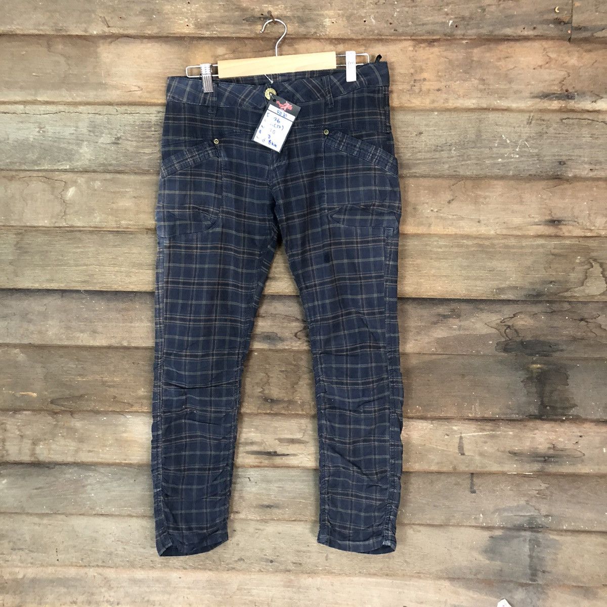 Japanese Brand × Seditionaries japan faded vintage Checkered Dark Blue Casual Pants #5070 Size 28" / US 6 / IT 42 - 1 Thumbnail