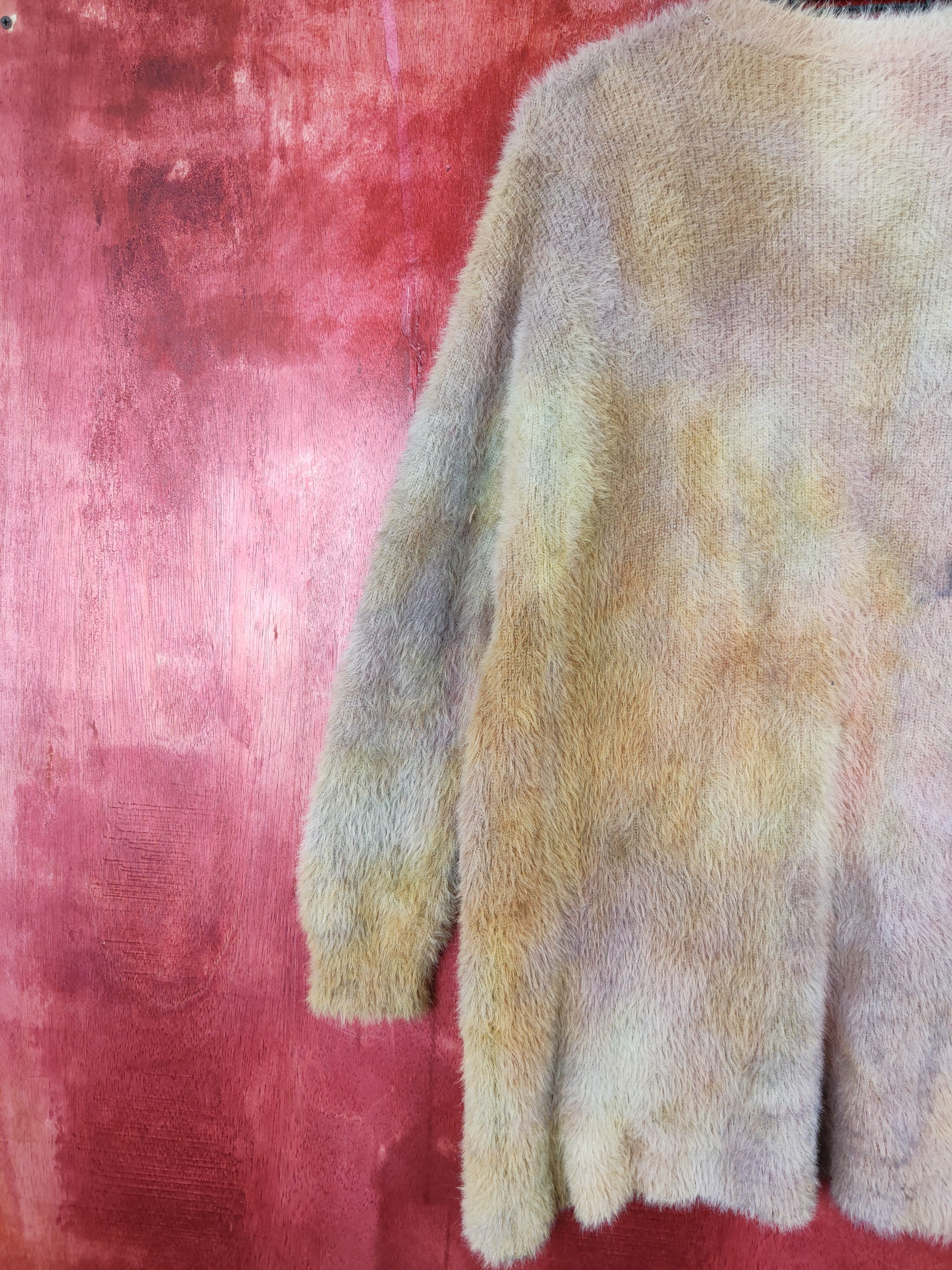 Homespun Knitwear × Japanese Brand GU Yellow/Brown Shag Shaggy Fur Mohair Knitwear #S406 Size S / US 4 / IT 40 - 6 Thumbnail
