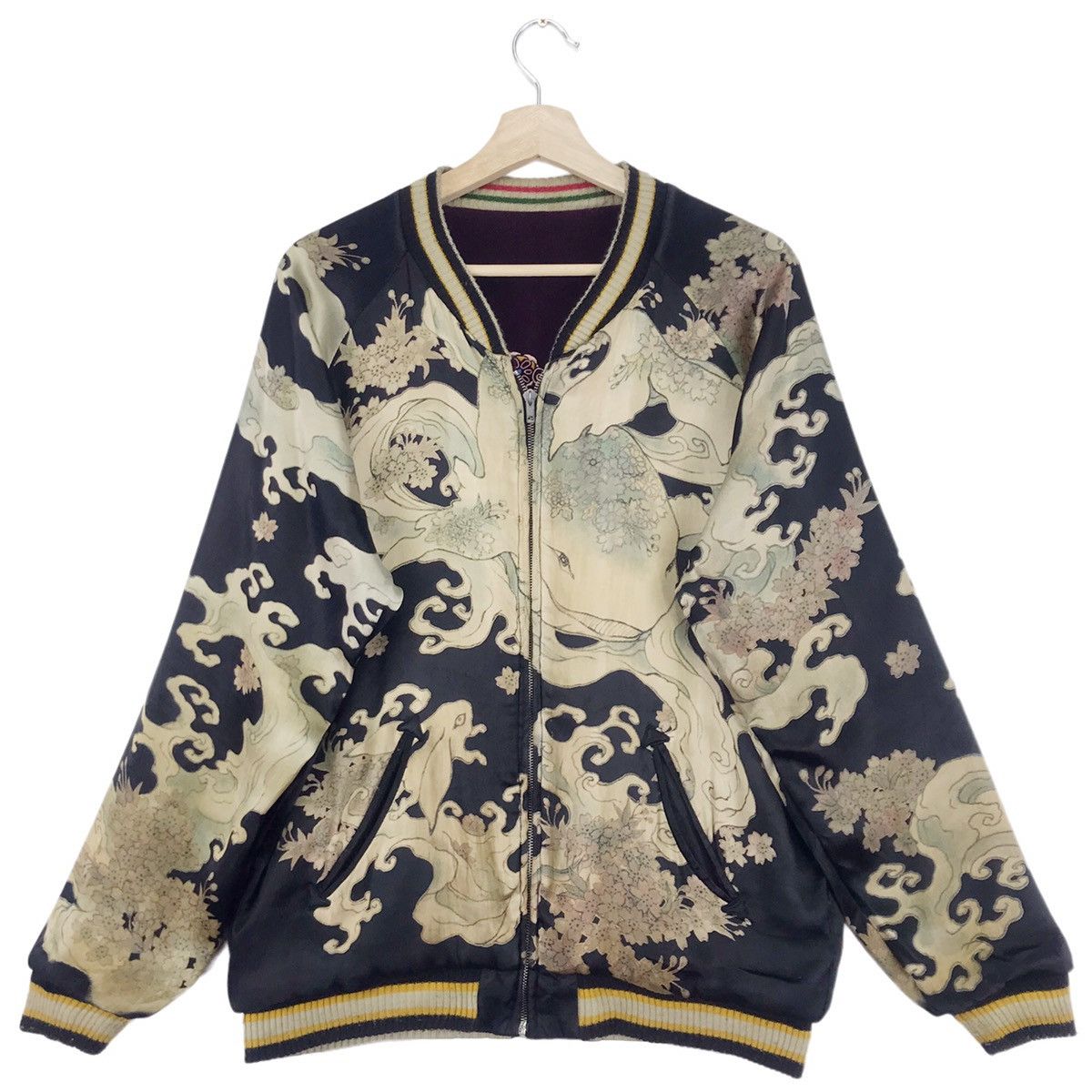 Japanese Brand × Vintage 80’s Fish Moster Tattoo Reversible Rayon Sukajan jacket Size US M / EU 48-50 / 2 - 7 Thumbnail