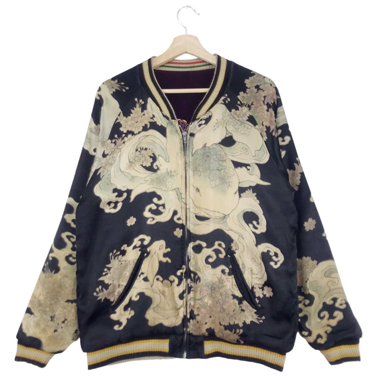 Japanese Brand × Vintage 80’s Fish Moster Tattoo Reversible Rayon Sukajan jacket Size US M / EU 48-50 / 2 - 1 Thumbnail