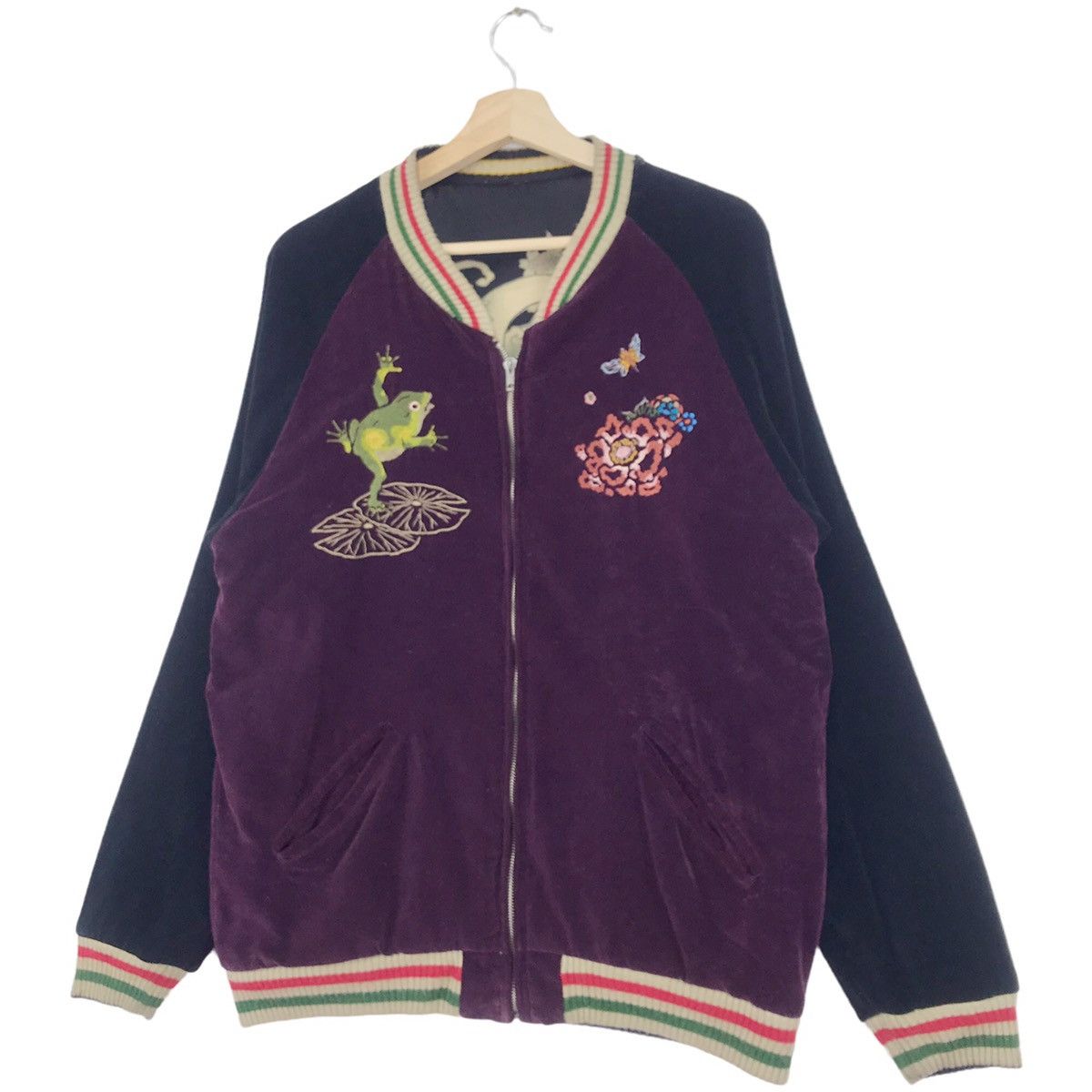 Japanese Brand × Vintage 80’s Fish Moster Tattoo Reversible Rayon Sukajan jacket Size US M / EU 48-50 / 2 - 4 Thumbnail