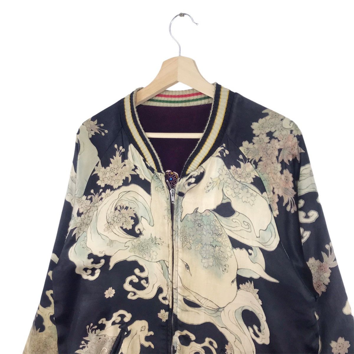 Japanese Brand × Vintage 80’s Fish Moster Tattoo Reversible Rayon Sukajan jacket Size US M / EU 48-50 / 2 - 6 Thumbnail