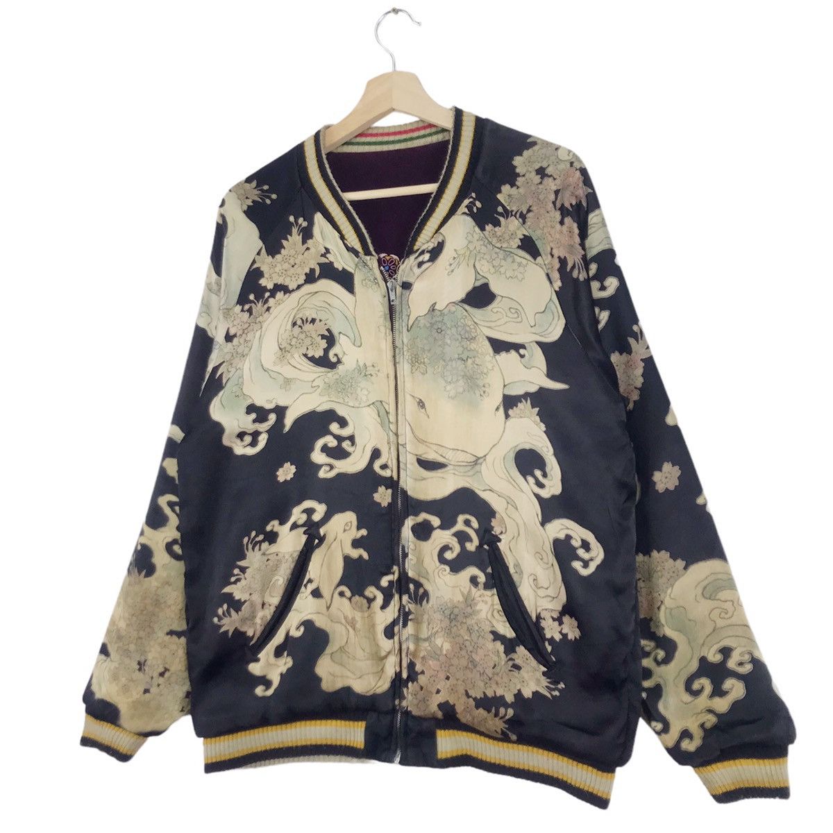 Japanese Brand × Vintage 80’s Fish Moster Tattoo Reversible Rayon Sukajan jacket Size US M / EU 48-50 / 2 - 3 Thumbnail