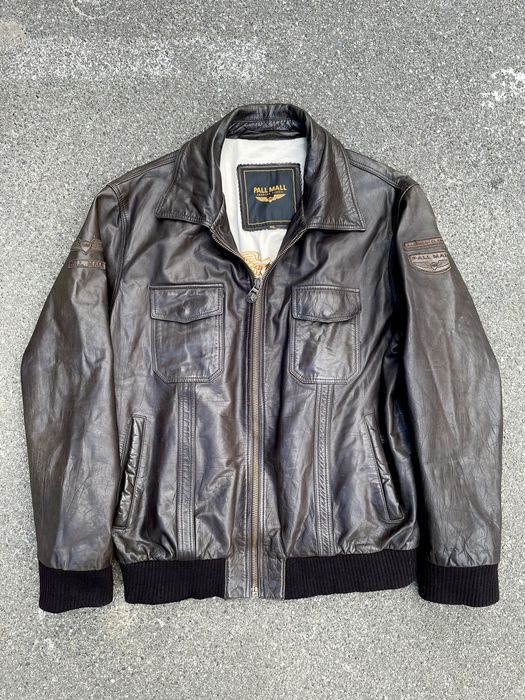 Vintage Pall Mall Vintage Genuine Leather Aviator Jacket Made in USA ...