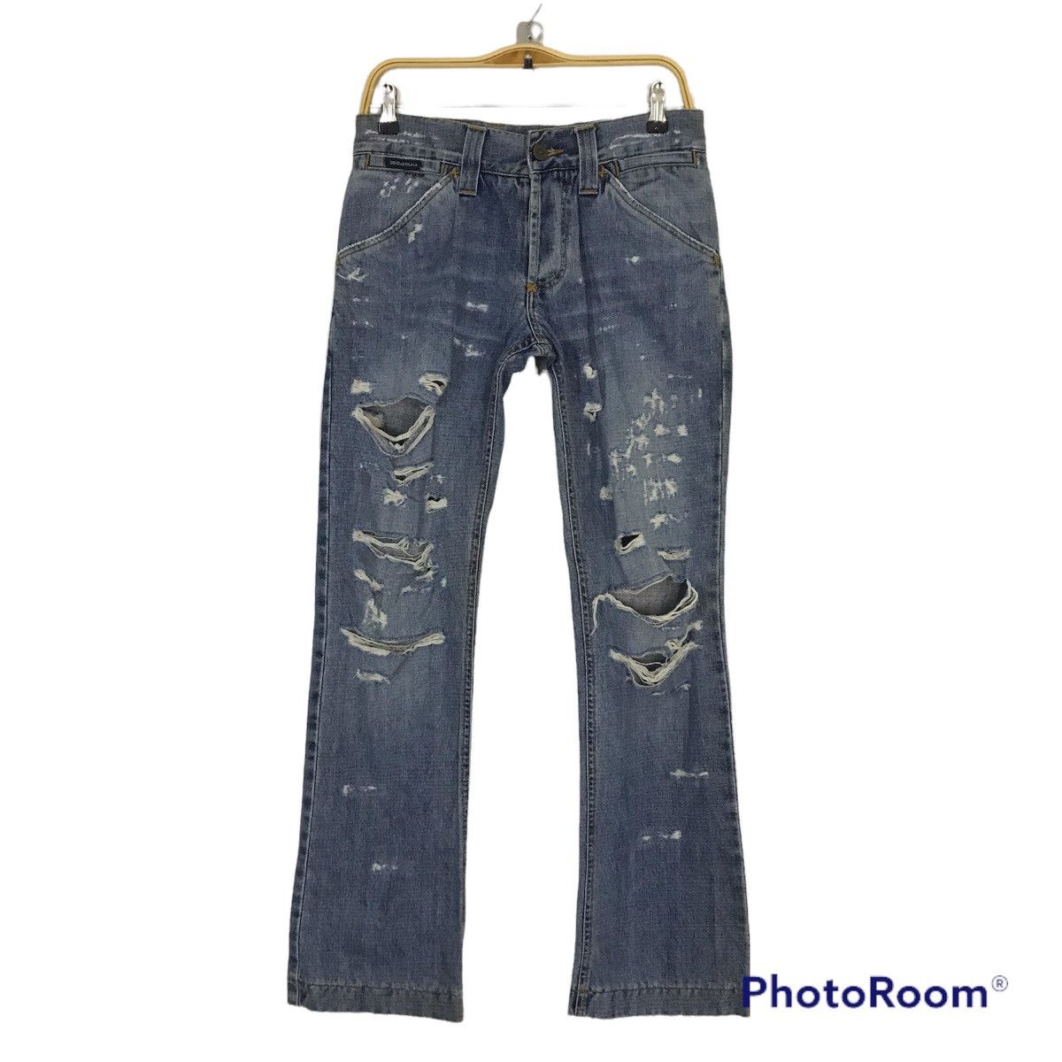 Dolce & Gabbana distressed denim art Mickey mouse denim pant