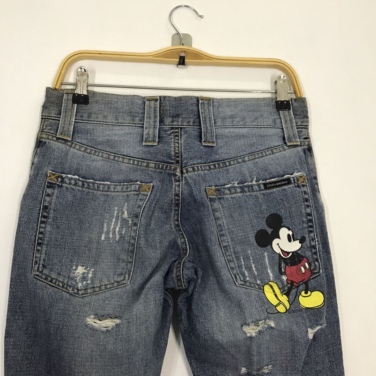 Dolce & Gabbana Dolce & Gabbana distressed denim art Mickey mouse denim pant Size US 31 - 10 Thumbnail