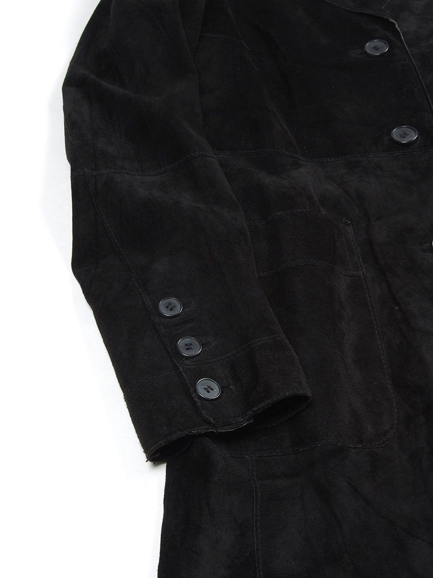H&M × Vintage Vintage Women's H&M Leather Suede Black Long Coat Size S / US 4 / IT 40 - 4 Thumbnail