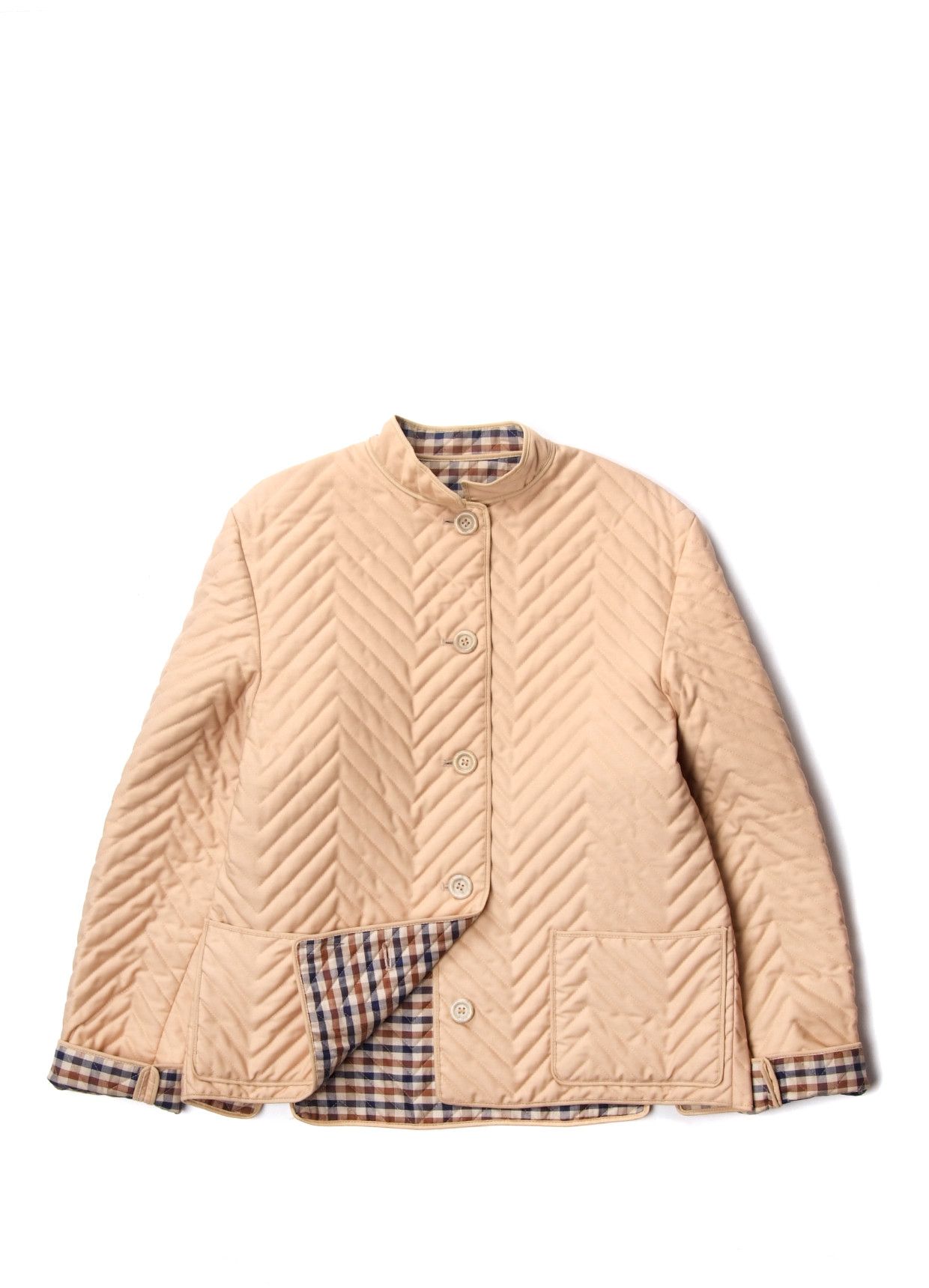 Vintage Aquascutum Zig Zag Quilted Beige Jacket