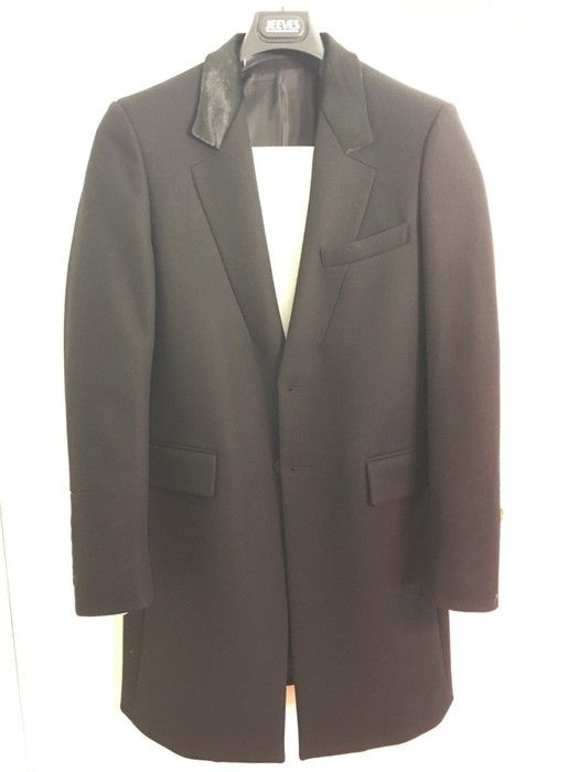 Solid Homme PONY HAIR COLLAR BLACK COAT Size US M / EU 48-50 / 2 - 1 Thumbnail