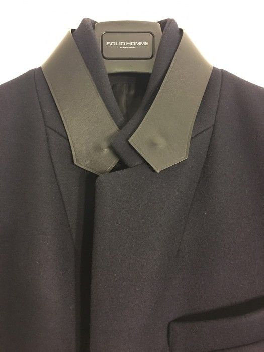 Solid Homme NAVY WOOL CASHMERE COAT Size US M / EU 48-50 / 2 - 3 Thumbnail