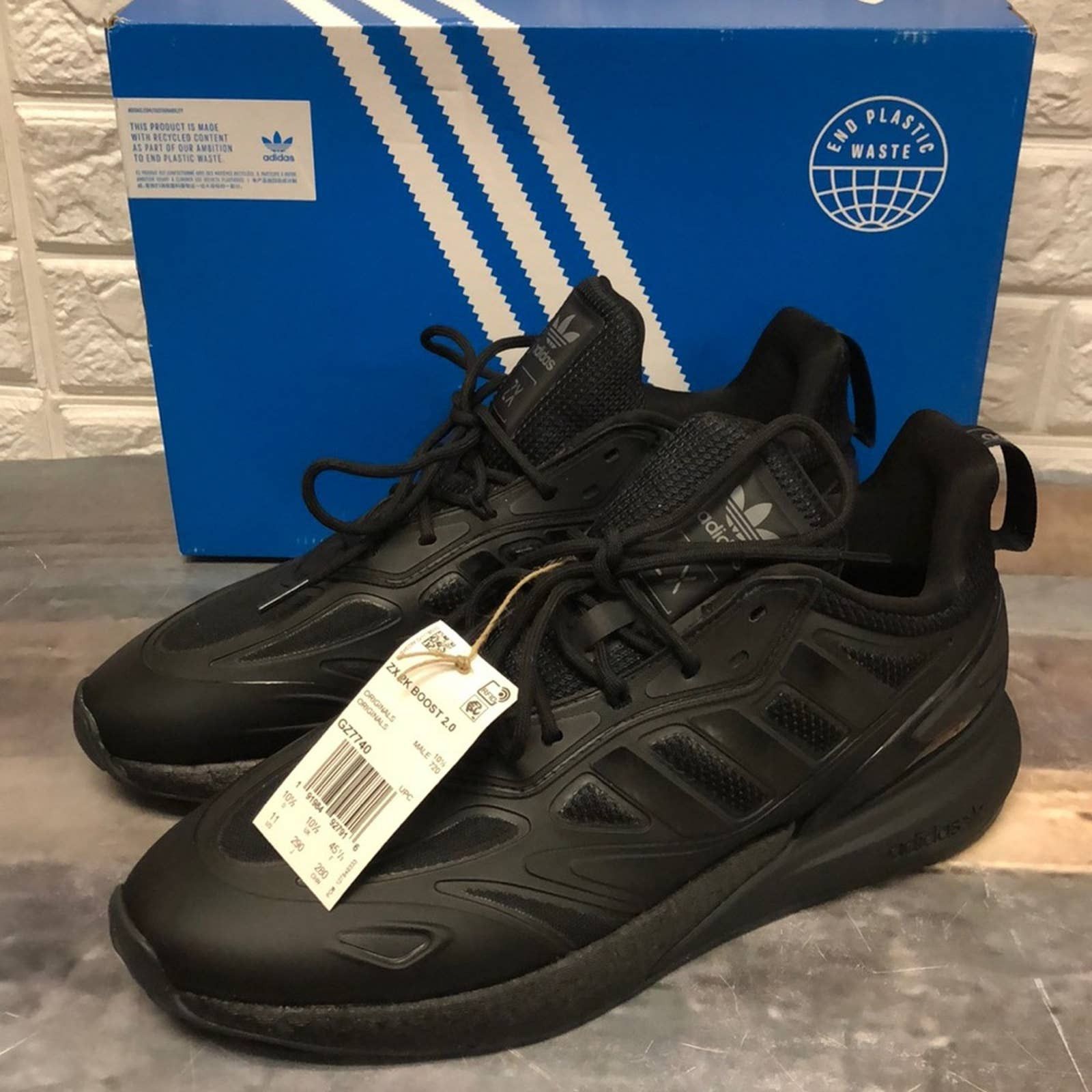 写真 Adidas ZX 2K Boost 2.0 Mens Triple Black Athletic Sneakers11