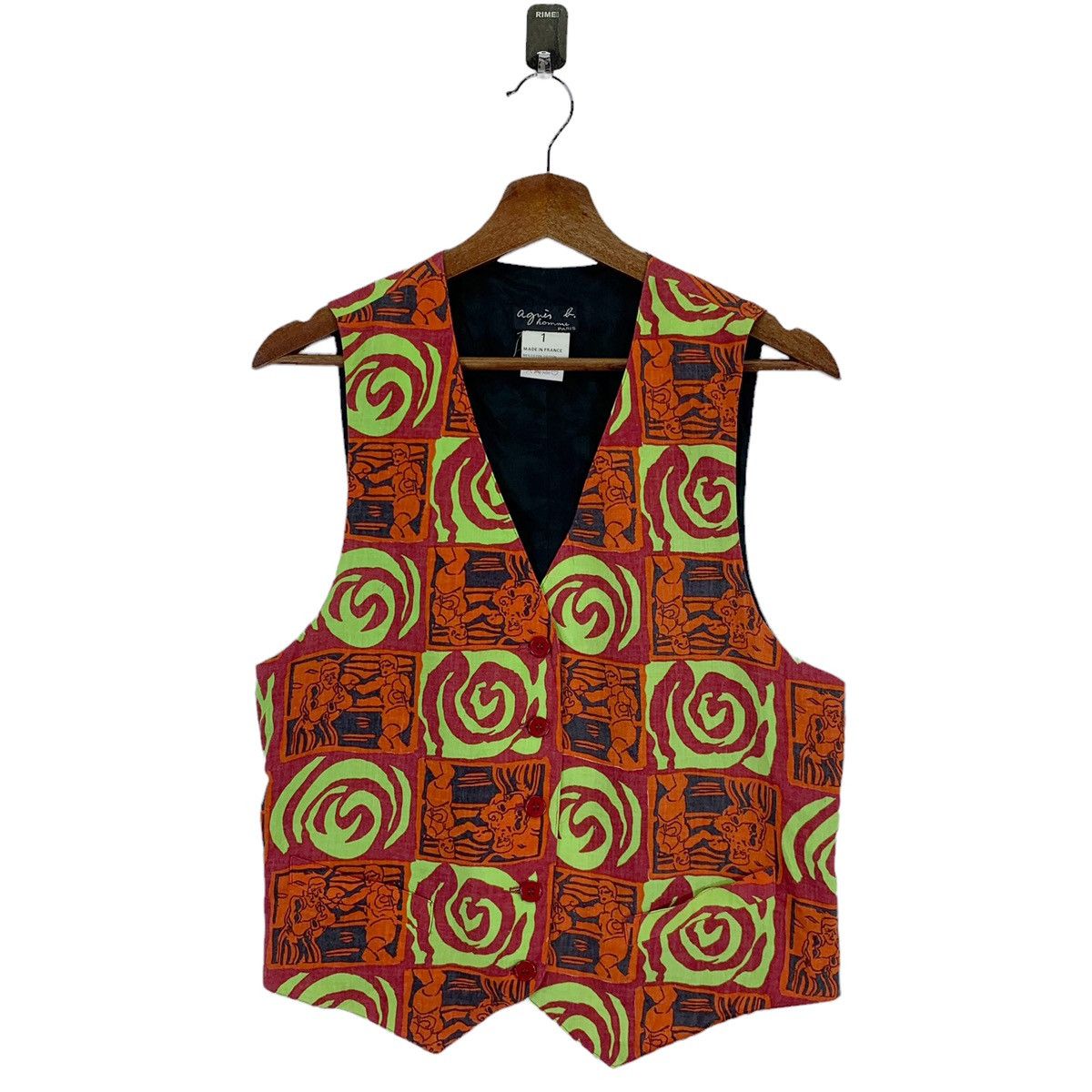 VINTAGE DESIGNER AGNES B. MULTICOLOUR BUCKLE VEST