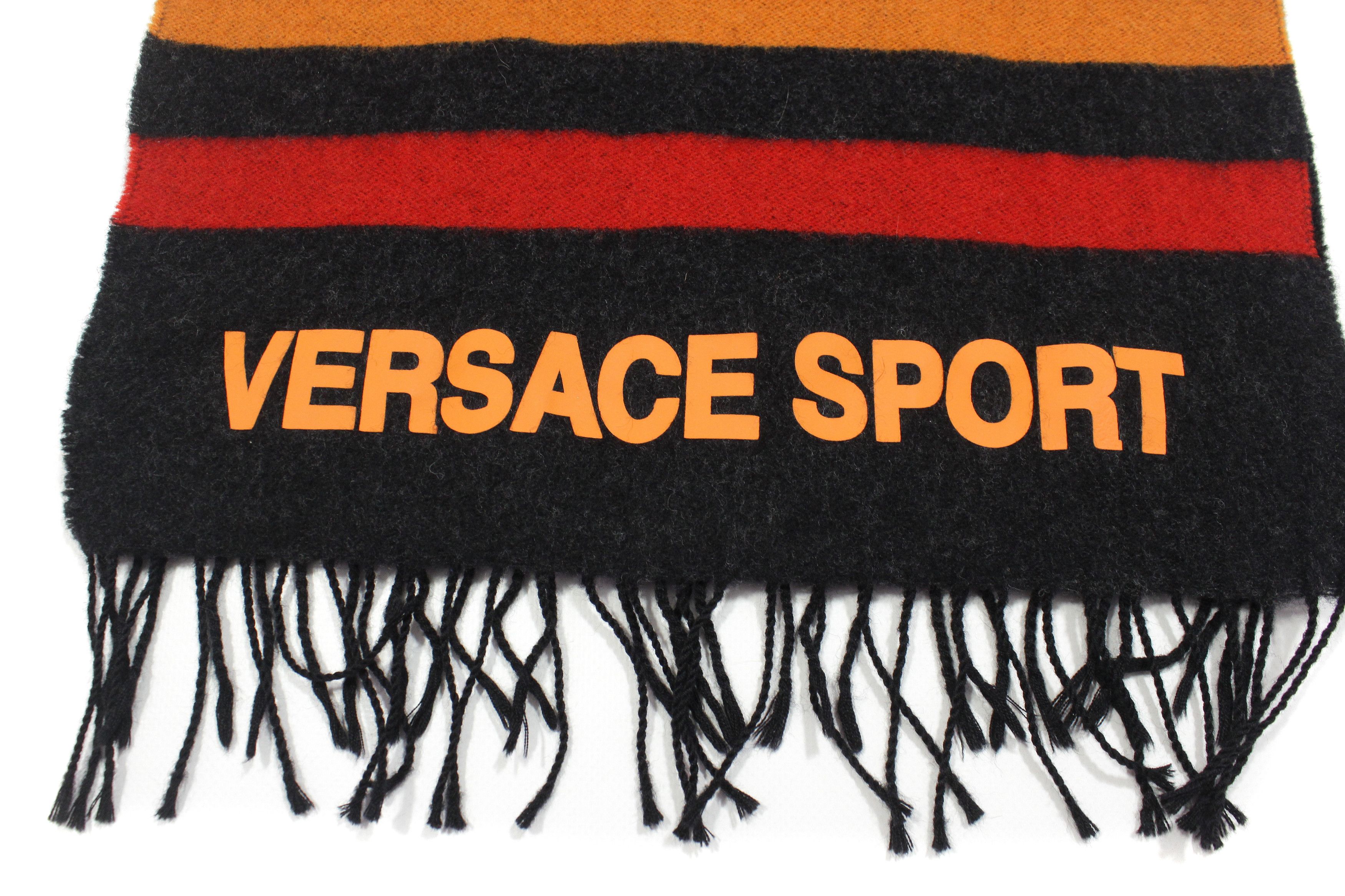 Versace 90S Big Logo Striped Scarf Vintage Size ONE SIZE - 2 Thumbnail